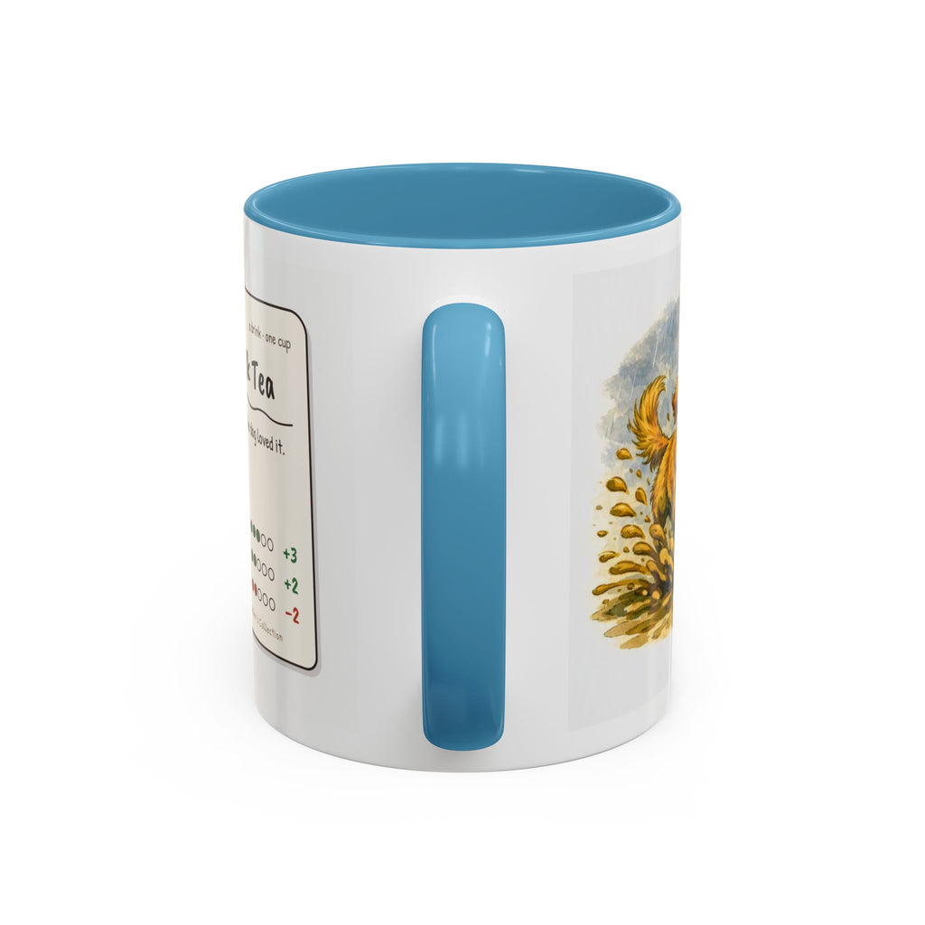 Rainy Walk Tea mug, woman with golden dog on a muddy rainy walk – view 11