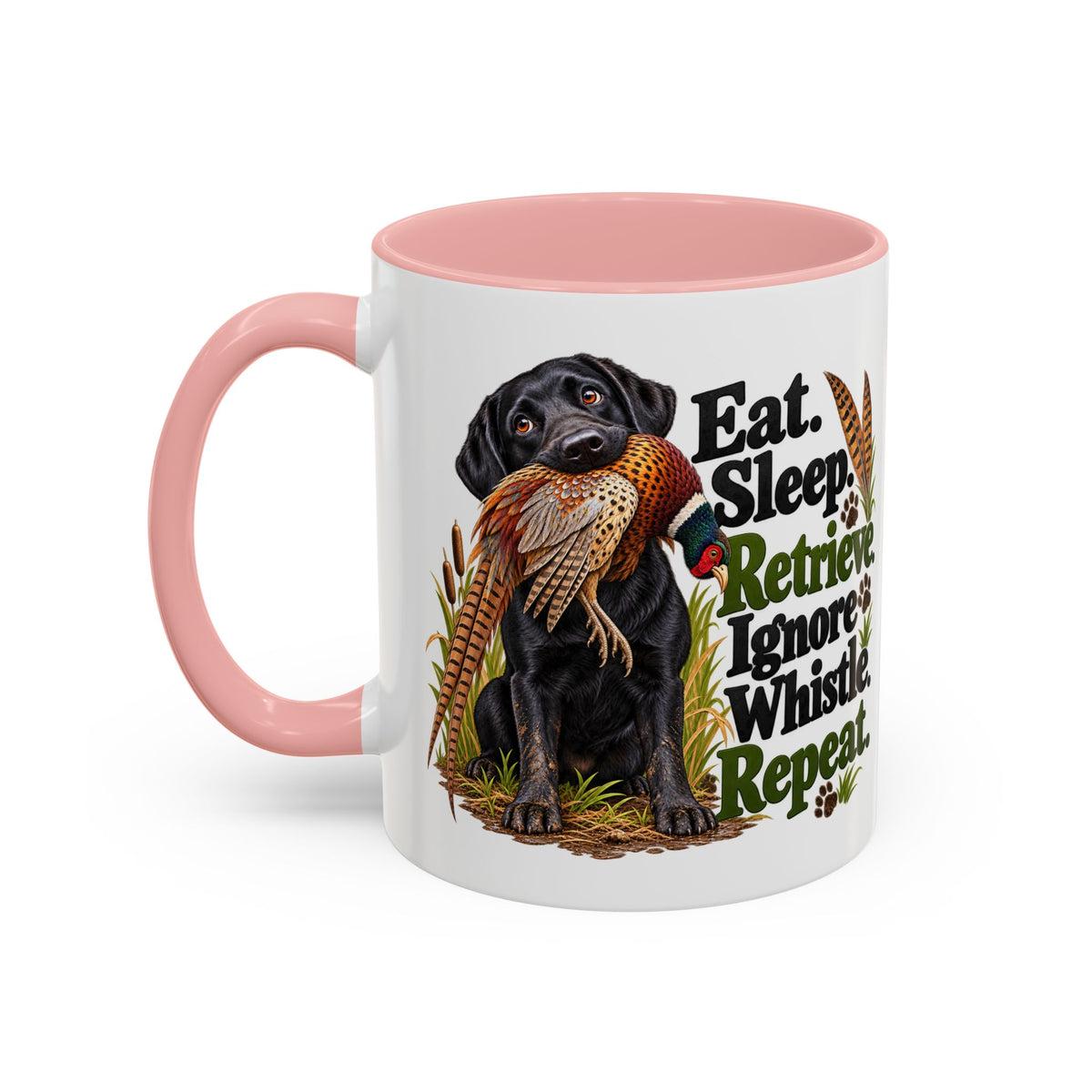 Funny Black Labrador Mug - Eat Sleep Retrieve Ignore Whistle Repeat, Gundog Owner Gift, Shooting Dog Lover Coffee Mug, 11oz