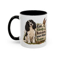 Funny Black and White Springer Spaniel Mug - Eat Sleep Retrieve Ignore Whistle Repeat, Gundog Gift, Shooting Dog Mug, 11oz