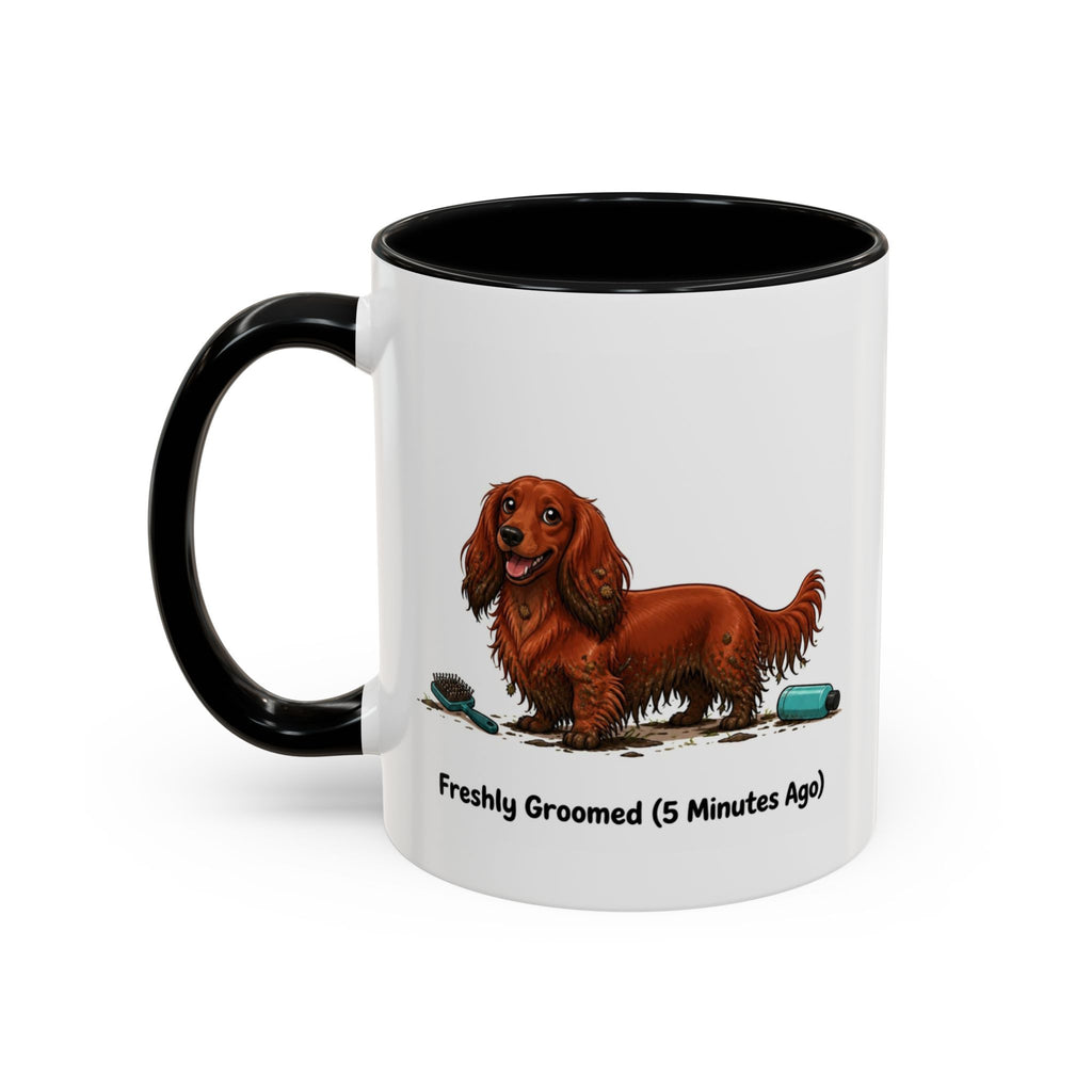 Freshly Groomed Mug - Mini Long Haired Dachshund - Red