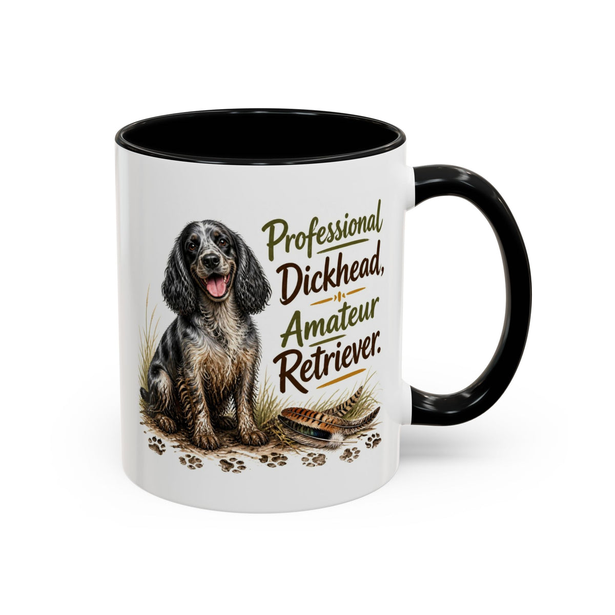 Funny Blue Roan Cocker Spaniel Mug - Professional Dickhead, Amateur Retriever, Working Gun Dog Gift, Pheasant Shooting Mug, 11oz