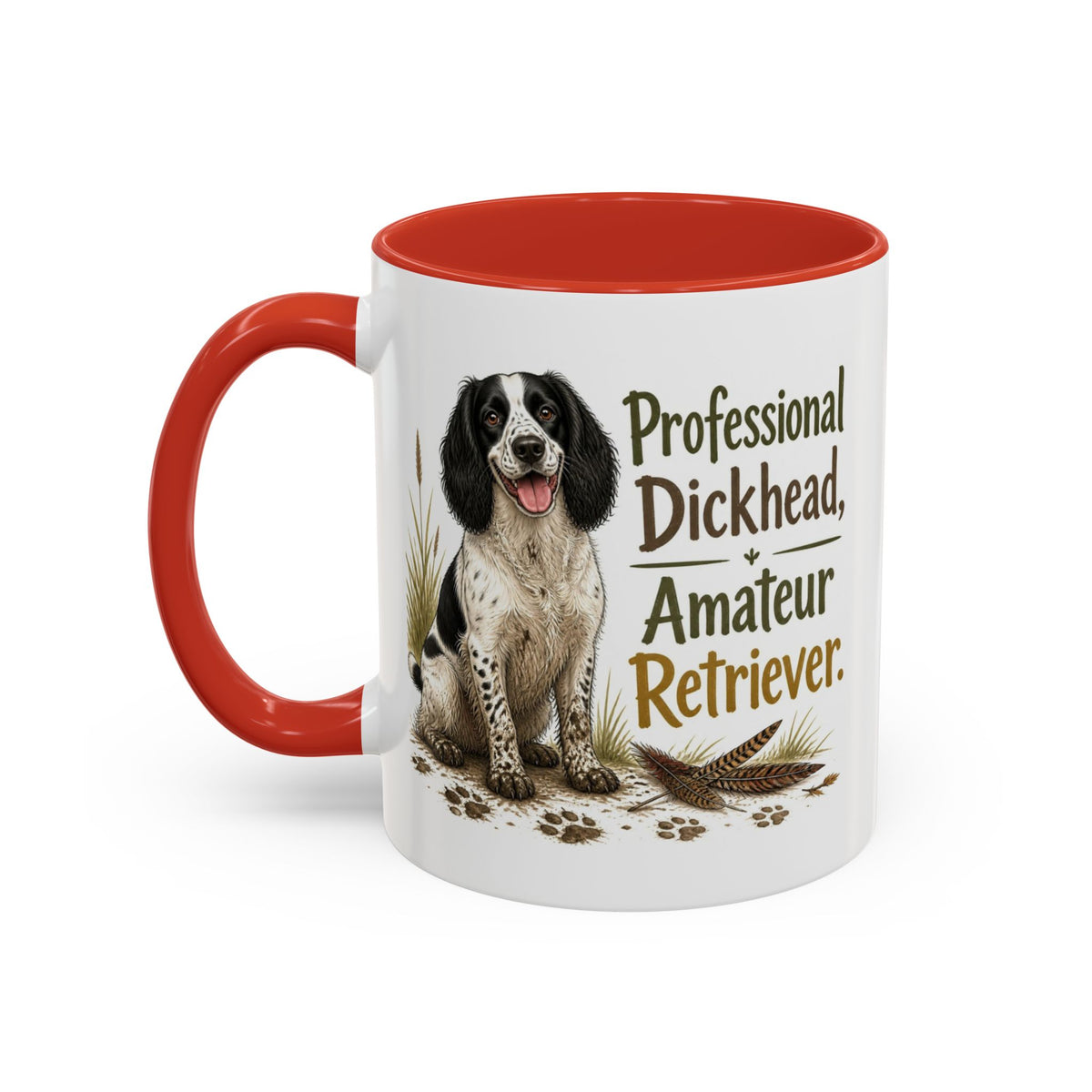 Funny Black and White Springer Spaniel Mug - Professional Dickhead, Amateur Retriever, Working Gun Dog Gift, Pheasant Shooting Mug, 11oz