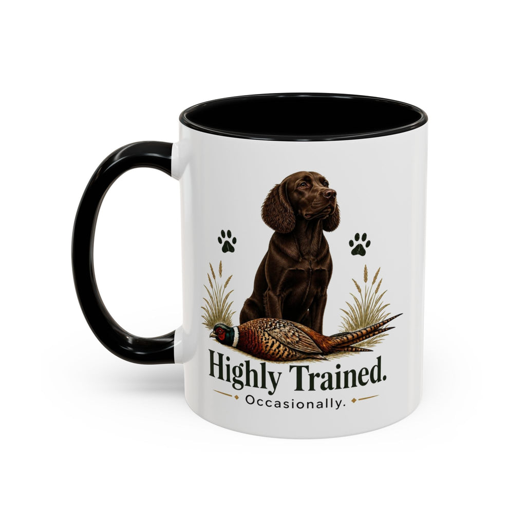 Funny Chocolate Cocker Spaniel Mug - Highly Trained Occasionally, Gundog Owner Gift, Shooting Dog Lover Coffee Mug, 11oz