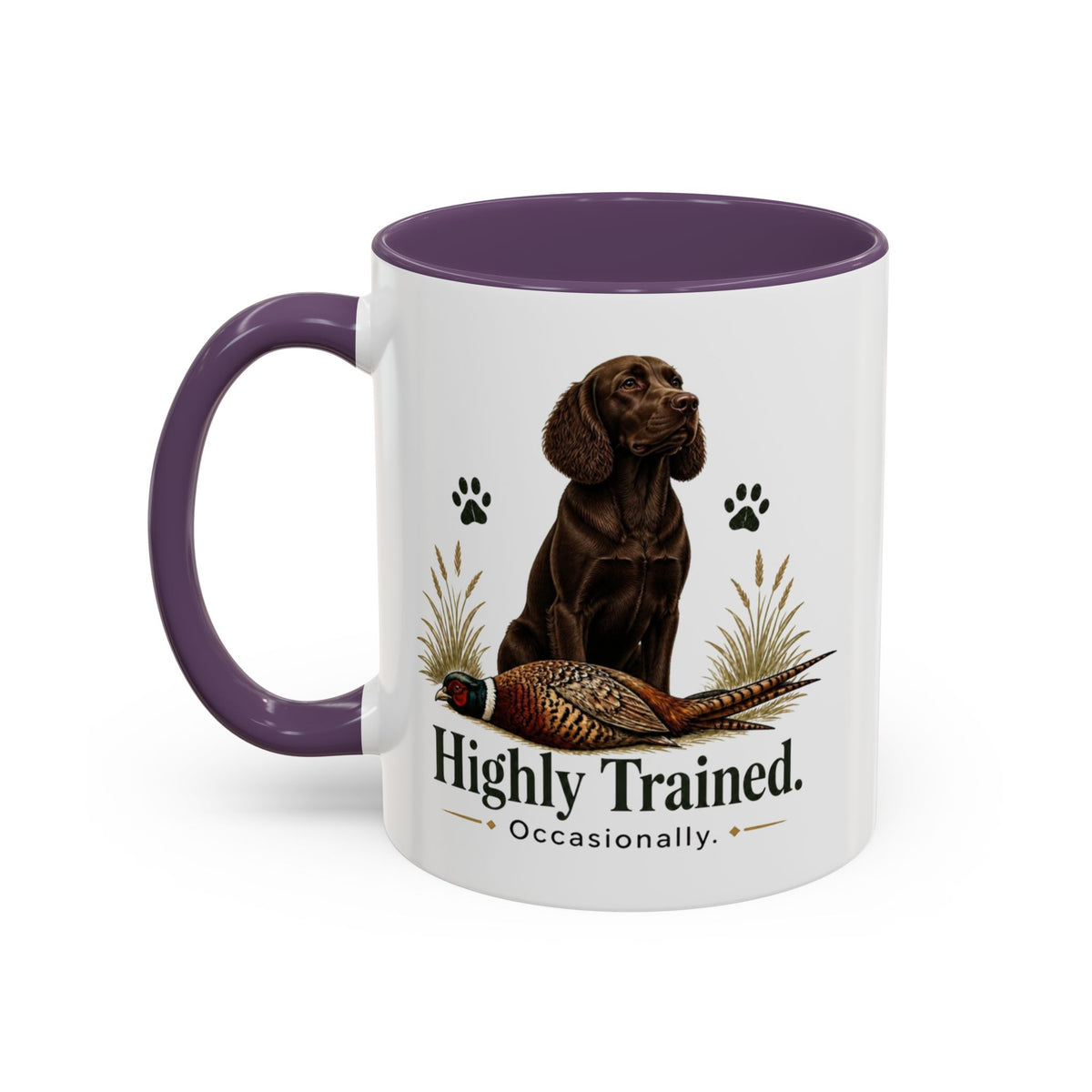 Funny Chocolate Cocker Spaniel Mug - Highly Trained Occasionally, Gundog Owner Gift, Shooting Dog Lover Coffee Mug, 11oz