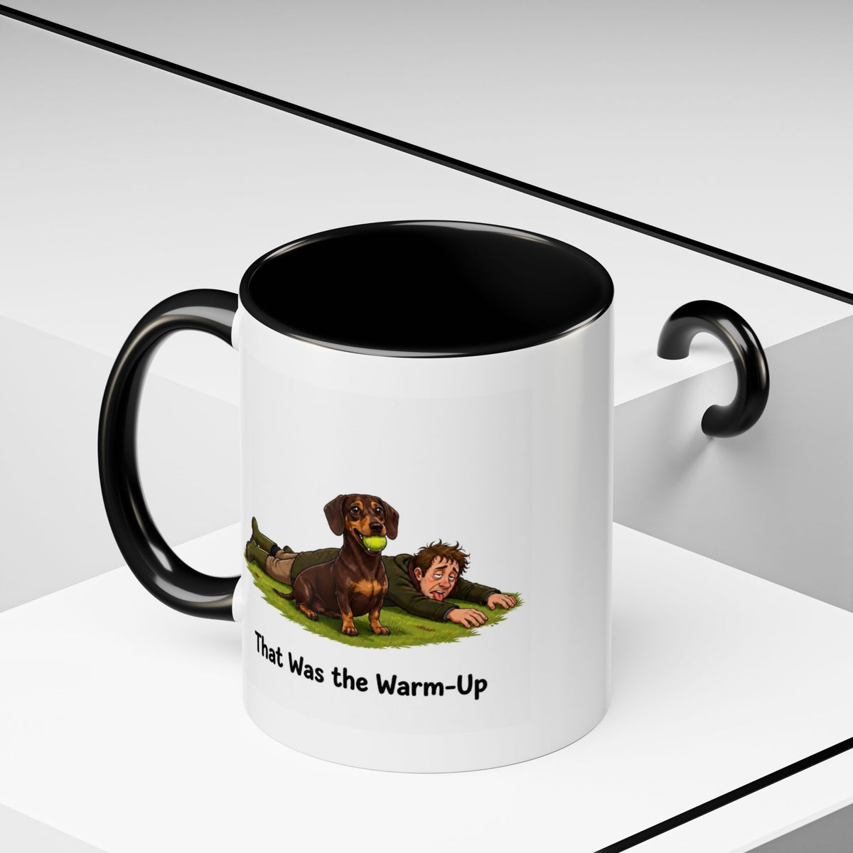Warm-Up Mug - Mini Smooth Dachshund - Chocolate & Tan - Man