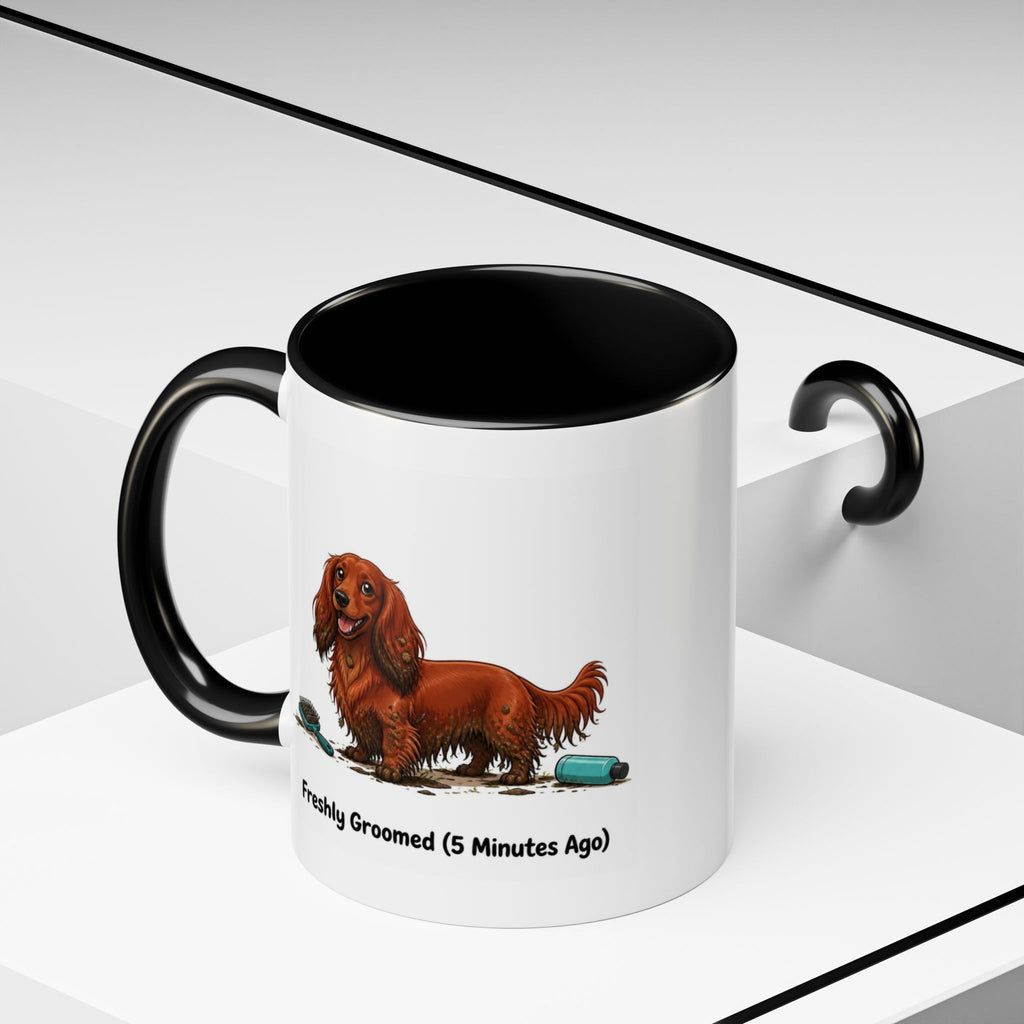 Freshly Groomed Mug - Mini Long Haired Dachshund - Red