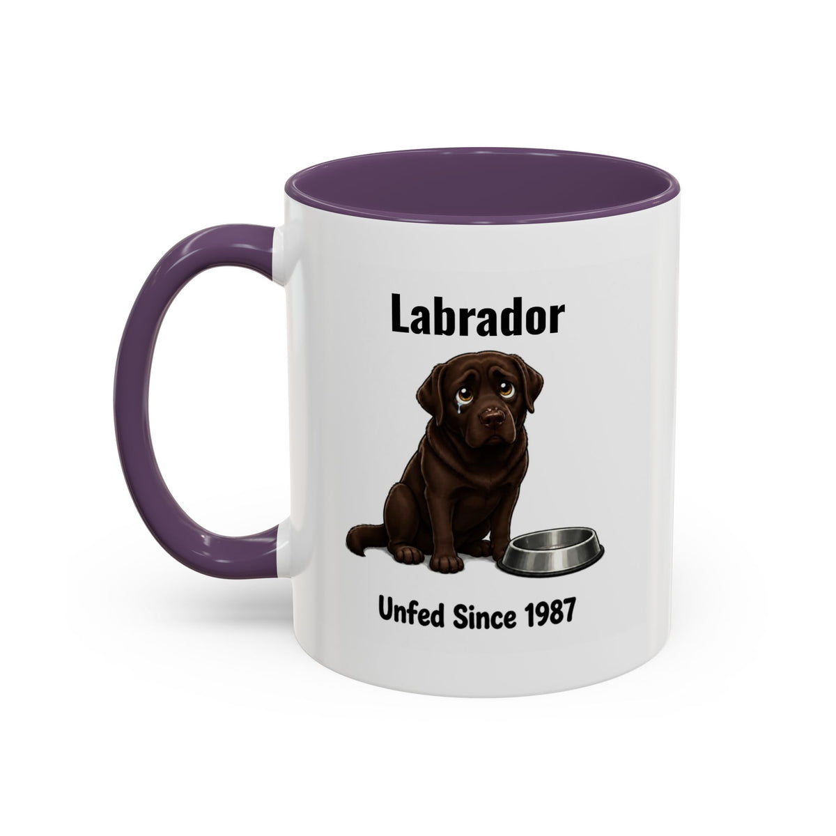 Personalised Chocolate Labrador Mug - Unfed Since 1987 - Custom Dog Name, Funny Greedy Lab Gift, 11oz