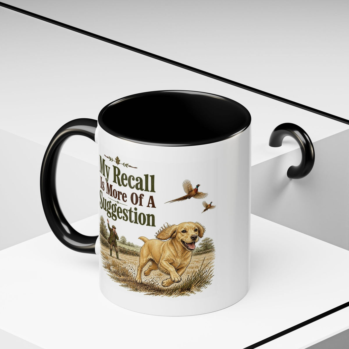 Funny Golden Cocker Spaniel Mug - My Recall Is More Of A Suggestion, Working Gun Dog Gift, Pheasant Shooting Mug, 11oz