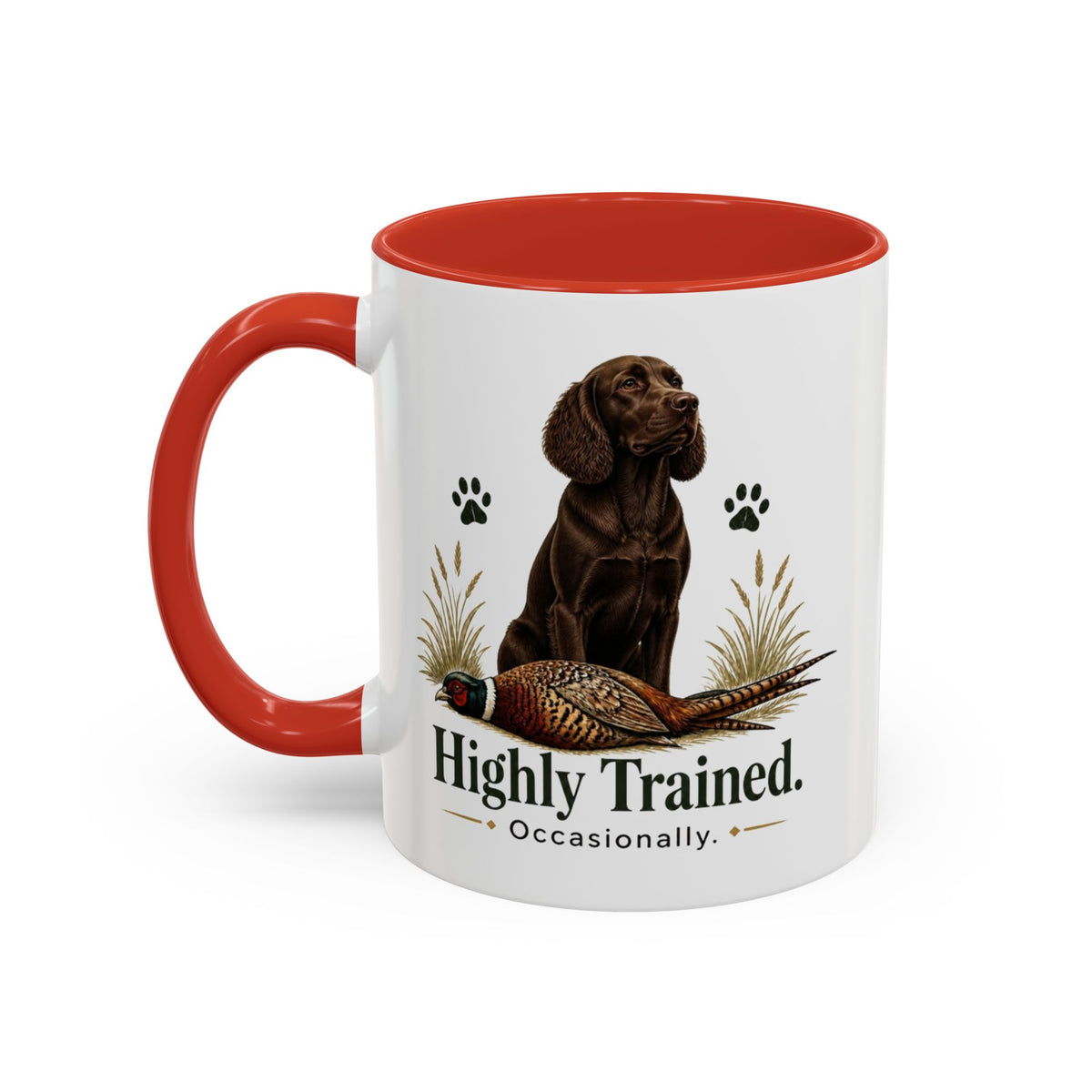 Funny Chocolate Cocker Spaniel Mug - Highly Trained Occasionally, Gundog Owner Gift, Shooting Dog Lover Coffee Mug, 11oz