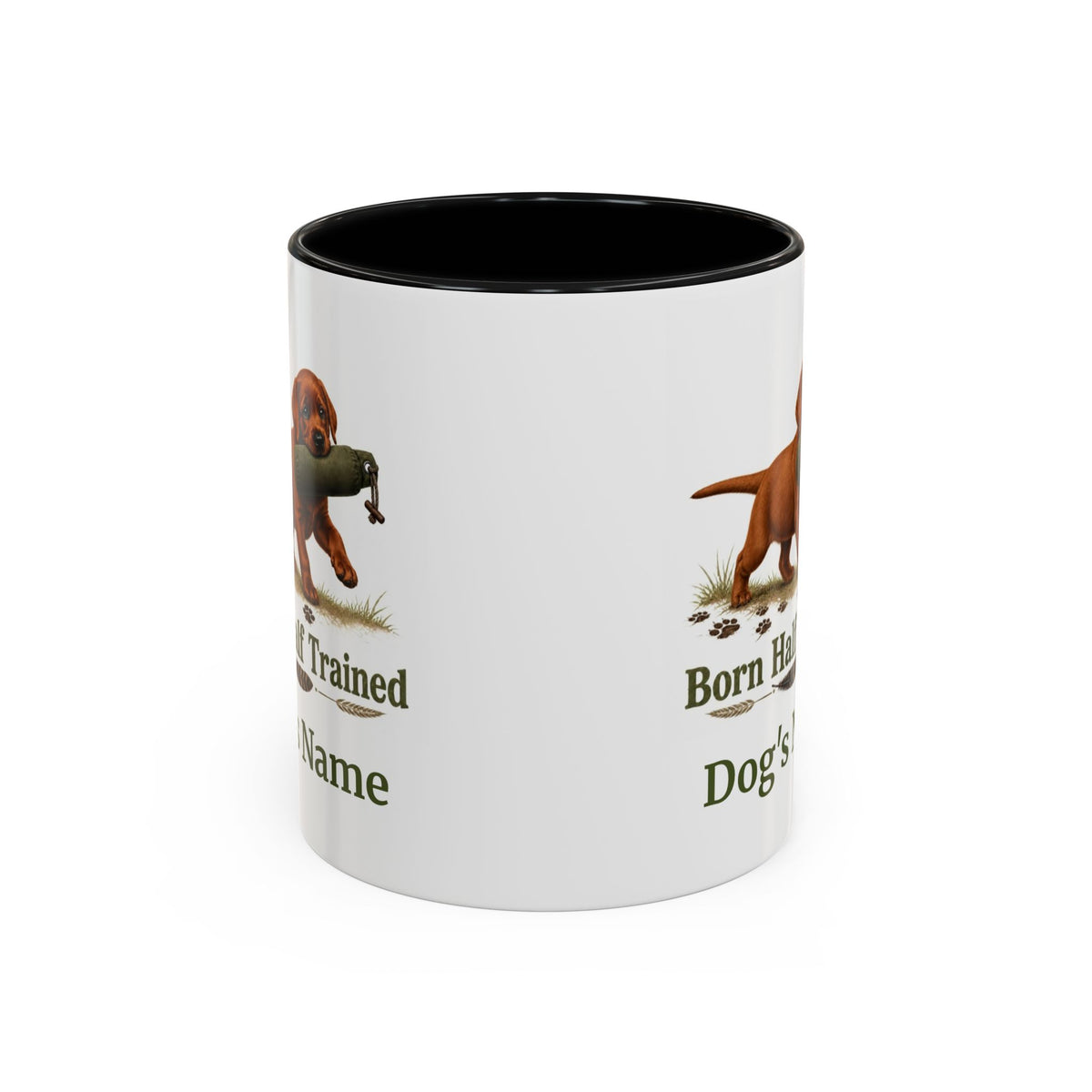 Personalised Fox Red Labrador Puppy Mug - Born Half Trained - Custom Dog Name, Training Dummy Gun Dog Gift, 11oz