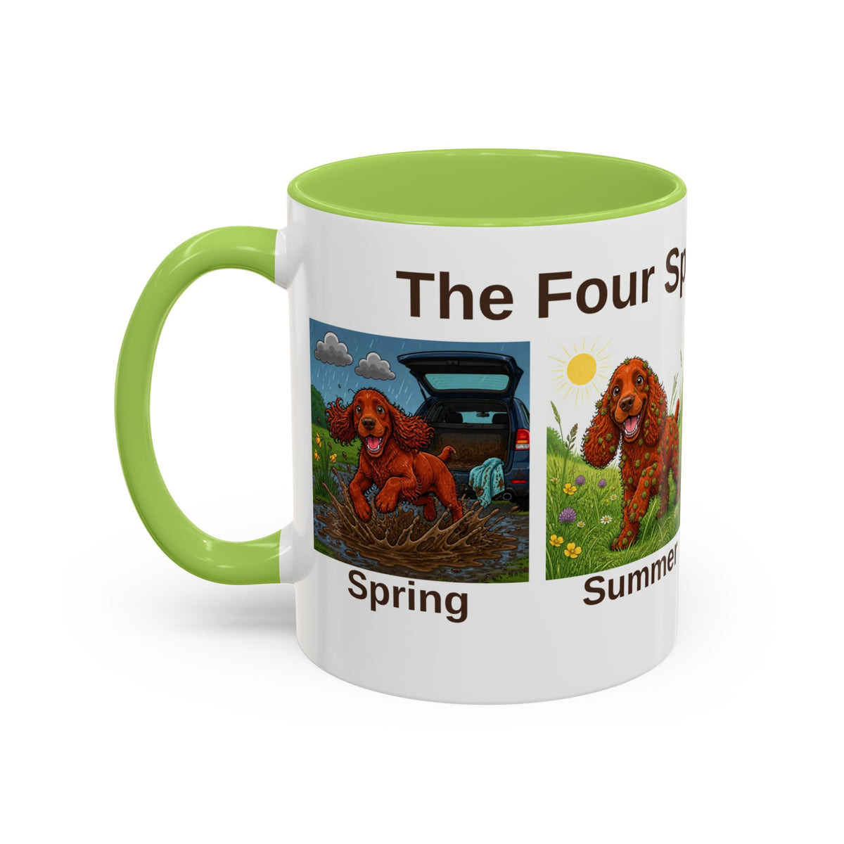 Four Spaniel Seasons Mug - Cocker Spaniel - Red