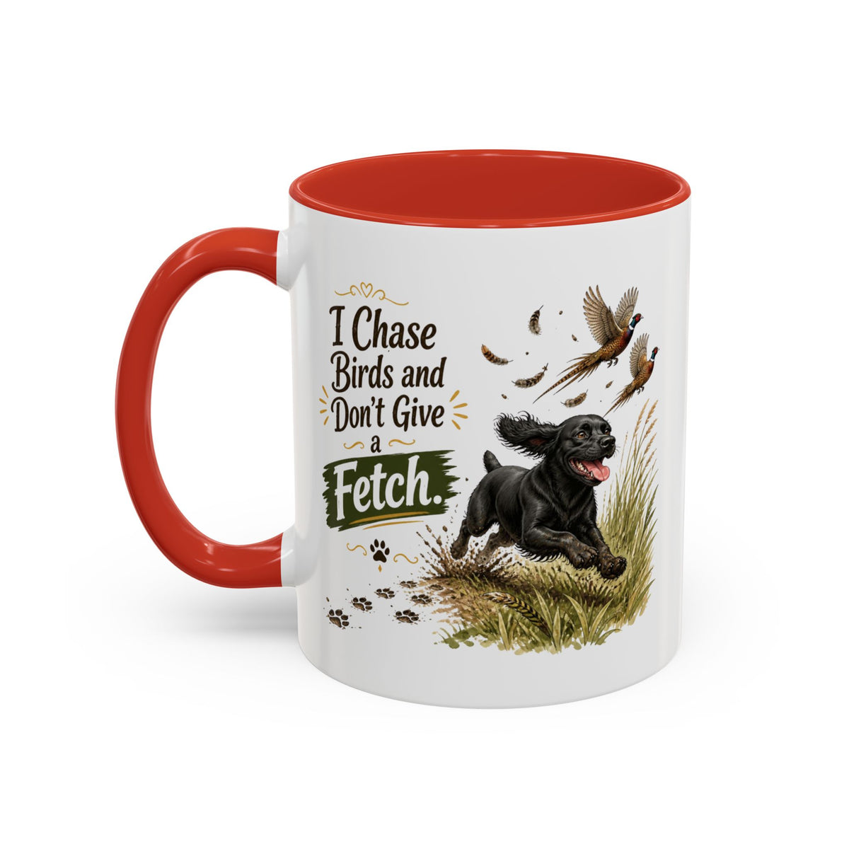 Funny Black Cocker Spaniel Mug - I Chase Birds and Don't Give a Fetch, Working Gun Dog Gift, Pheasant Shooting Mug, 11oz