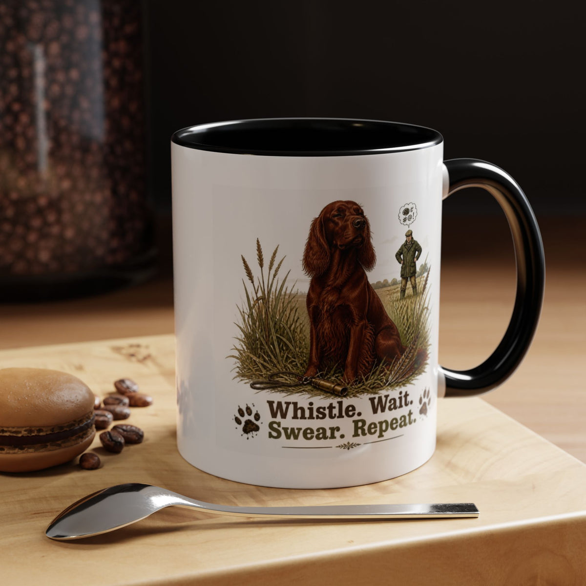 Funny Red Setter Mug - Whistle. Wait. Swear. Repeat. Working Gun Dog Gift, Dog Training Mug, 11oz