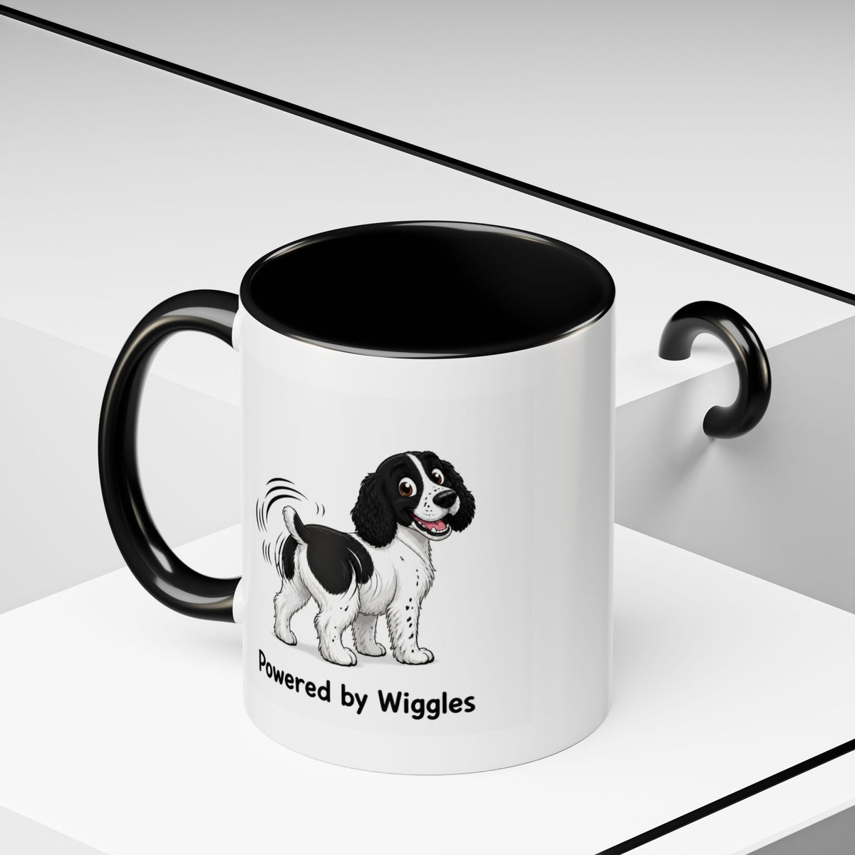 Powered by Wiggles Mug - Springer Spaniel - Black & White