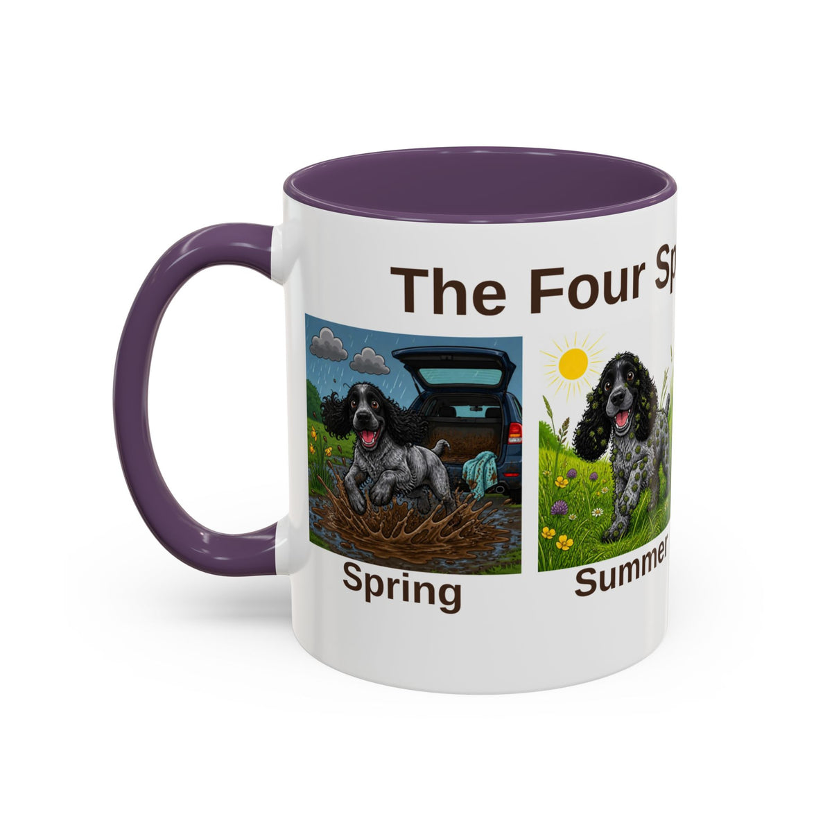Four Spaniel Seasons Mug - Cocker Spaniel - Blue Roan