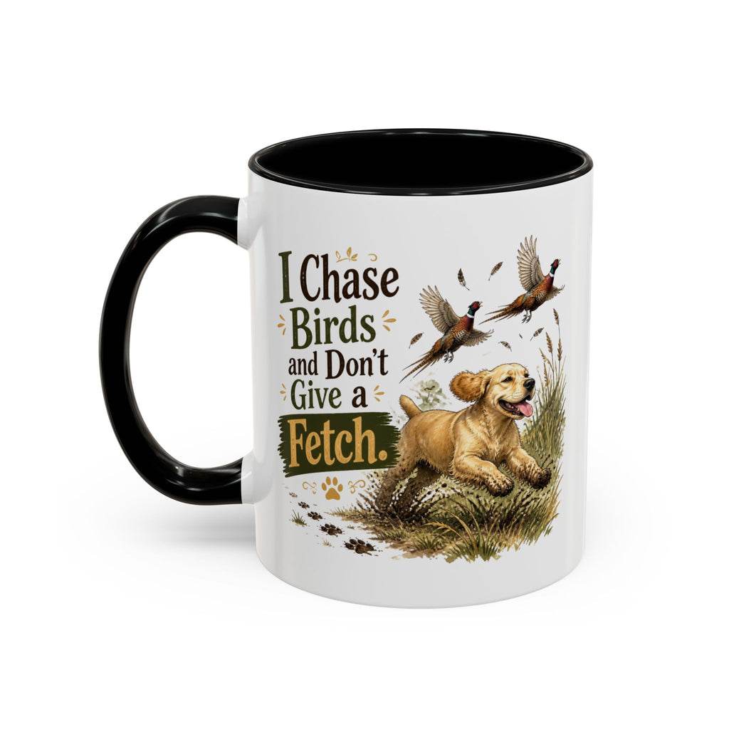 Funny Golden Cocker Spaniel Mug - I Chase Birds and Don't Give a Fetch, Working Gun Dog Gift, Pheasant Shooting Mug, 11oz