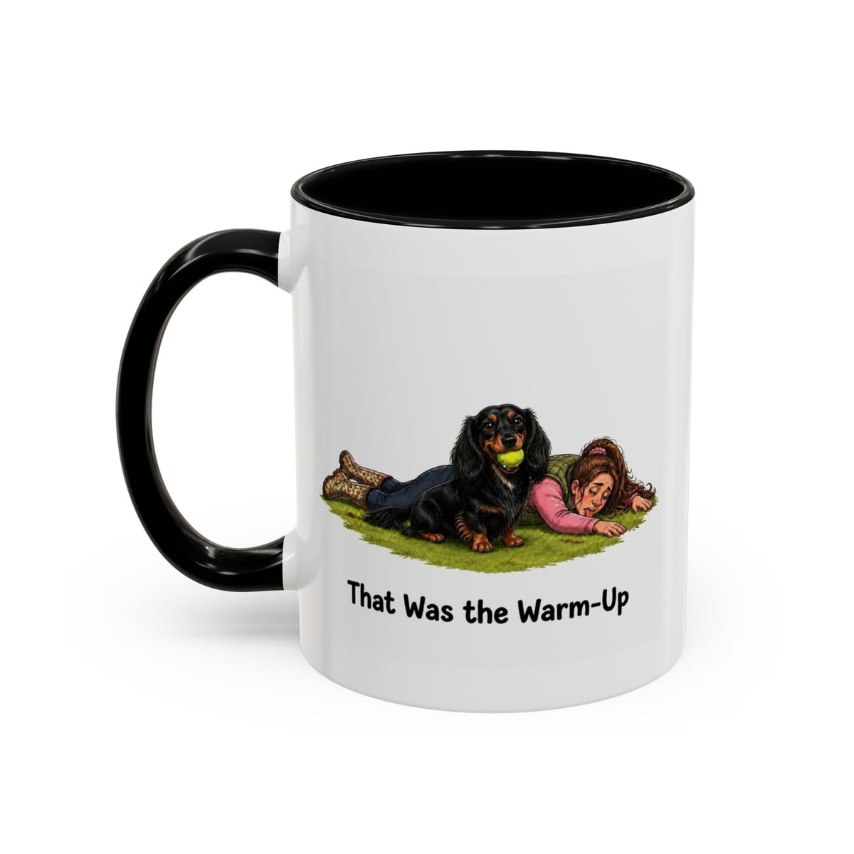 Warm-Up Mug - Mini Long Haired Dachshund - Black & Tan - Woman