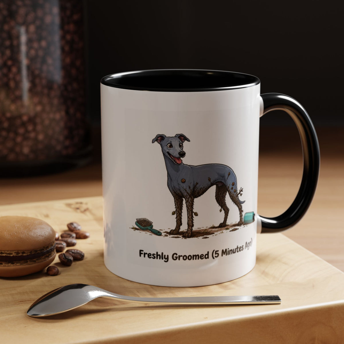 Freshly Groomed Mug - Whippet - Blue