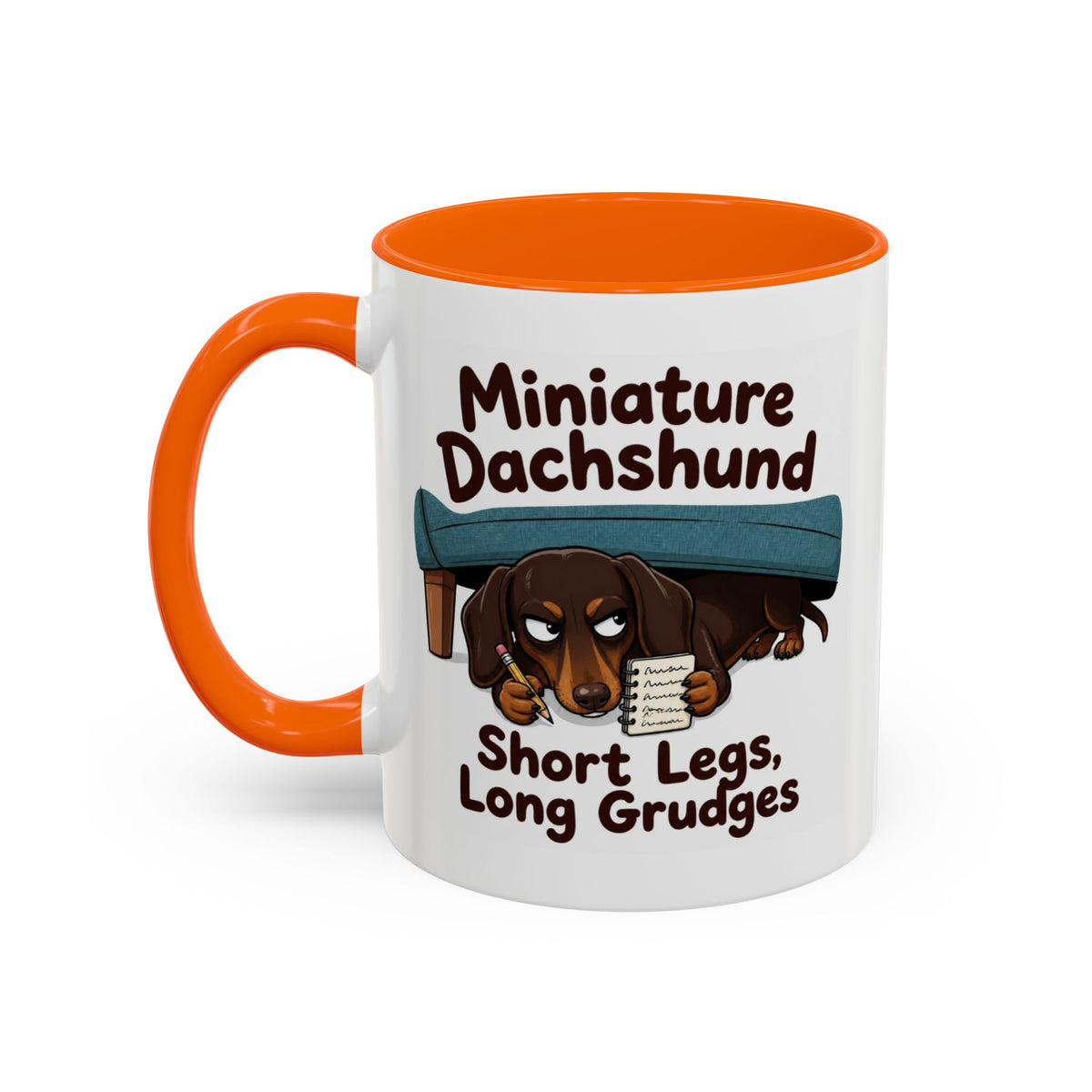 Short Legs Long Grudges Mug - Dachshund - Chocolate & Tan