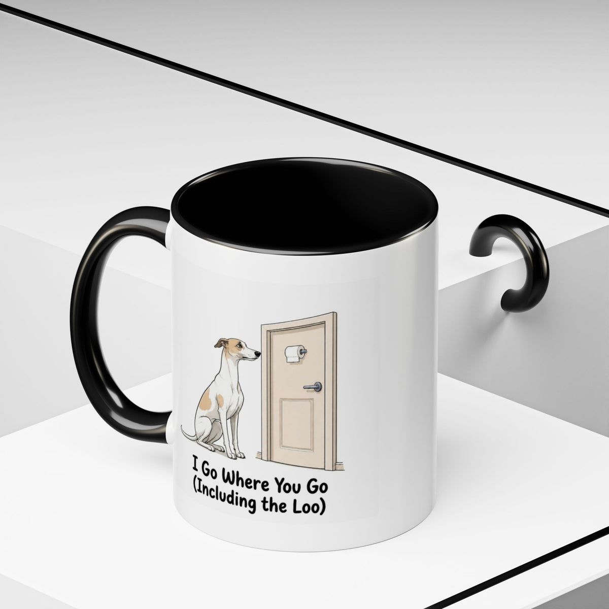 I Go Where You Go Mug - Whippet - White & Parti