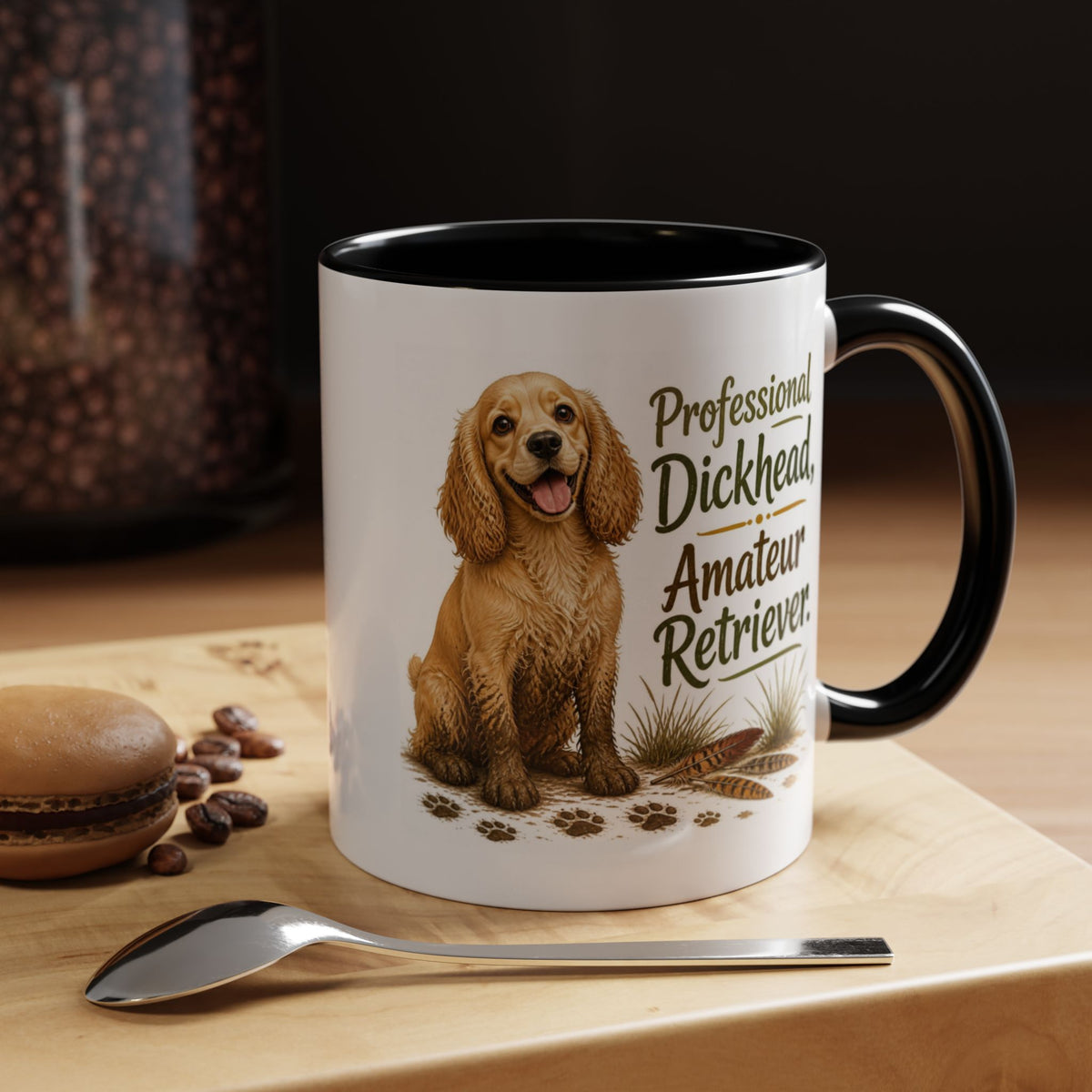 Funny Golden Cocker Spaniel Mug - Professional Dickhead, Amateur Retriever, Working Gun Dog Gift, Pheasant Shooting Mug, 11oz