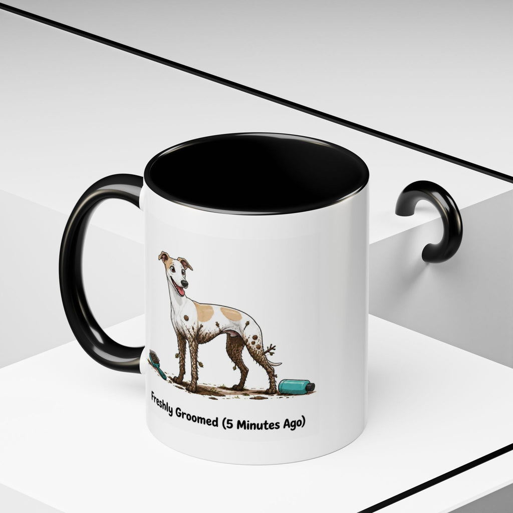 Freshly Groomed Mug - Whippet - White & Parti