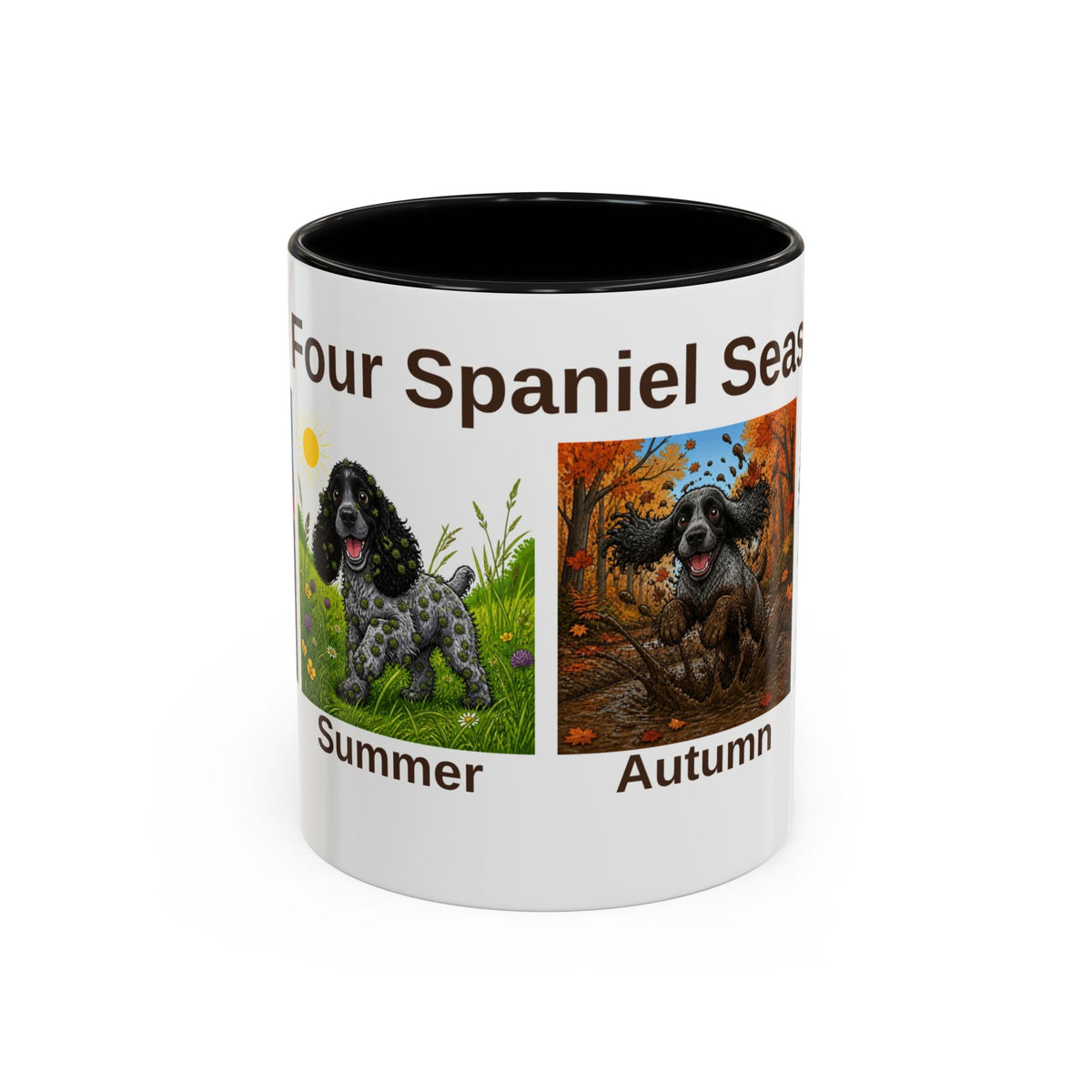 Four Spaniel Seasons Mug - Cocker Spaniel - Blue Roan