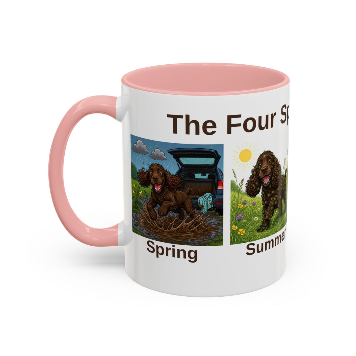 Four Spaniel Seasons Mug - Cocker Spaniel - Brown