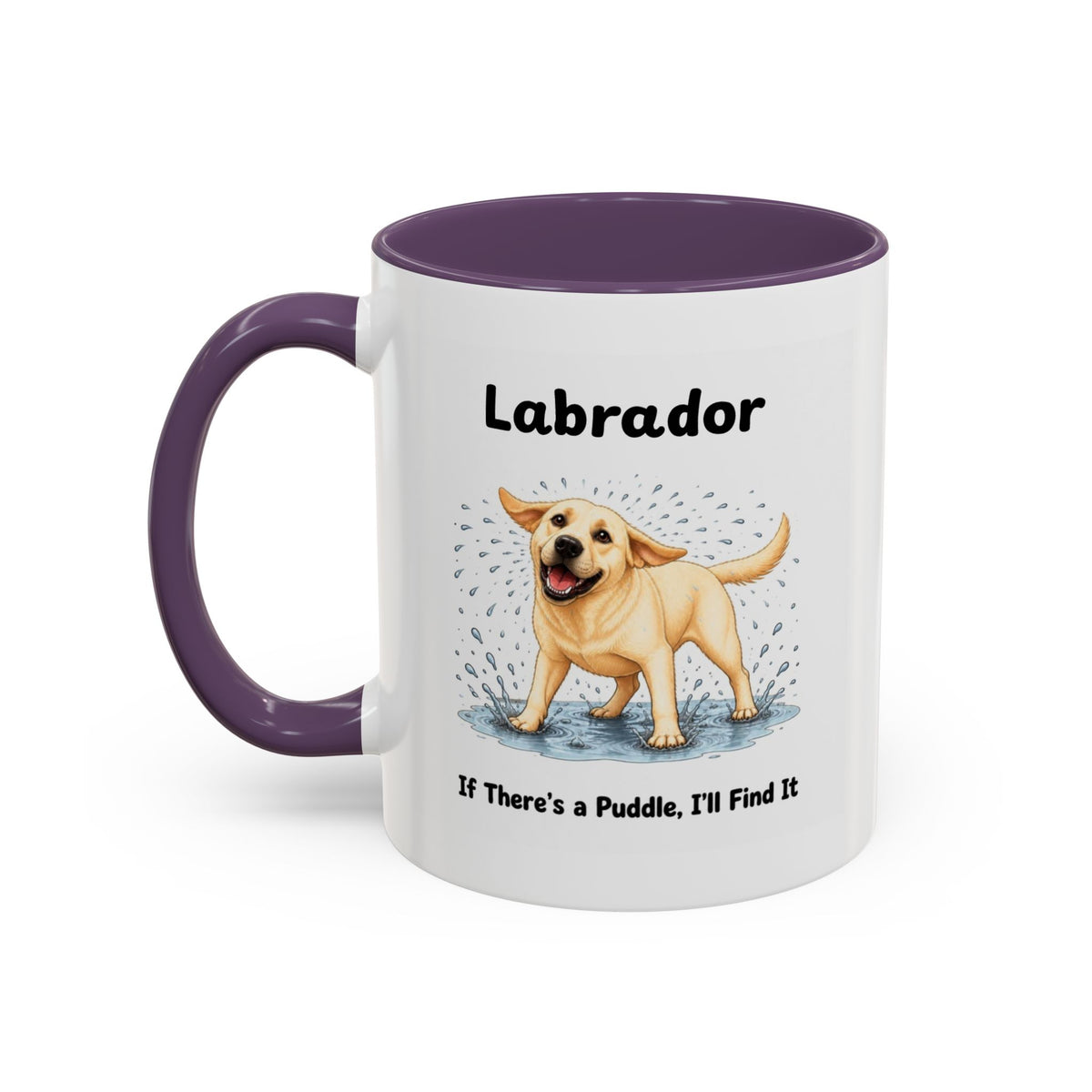 Personalised Yellow Labrador Mug - If There's a Puddle, I'll Find It - Custom Dog Name, Funny Wet Dog Gift, 11oz
