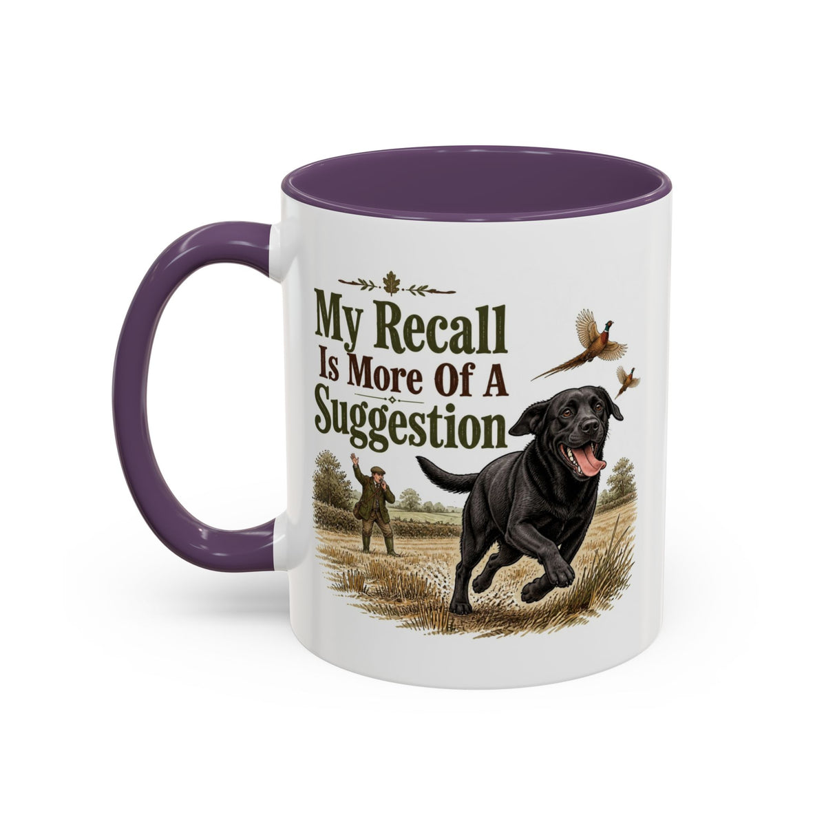 Funny Black Labrador Mug - My Recall Is More Of A Suggestion, Working Gun Dog Gift, Pheasant Shooting Mug, 11oz