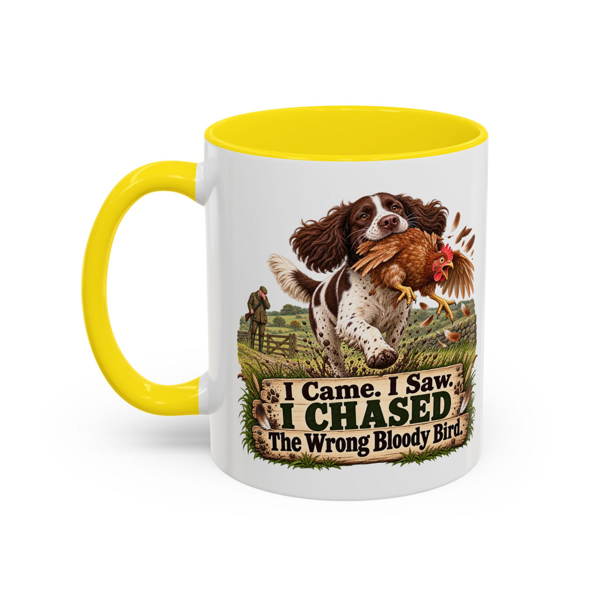 Funny Liver and White Springer Spaniel Mug - I Came I Saw I Chased the Wrong Bloody Bird, Gundog Gift, Shooting Dog Mug, 11oz