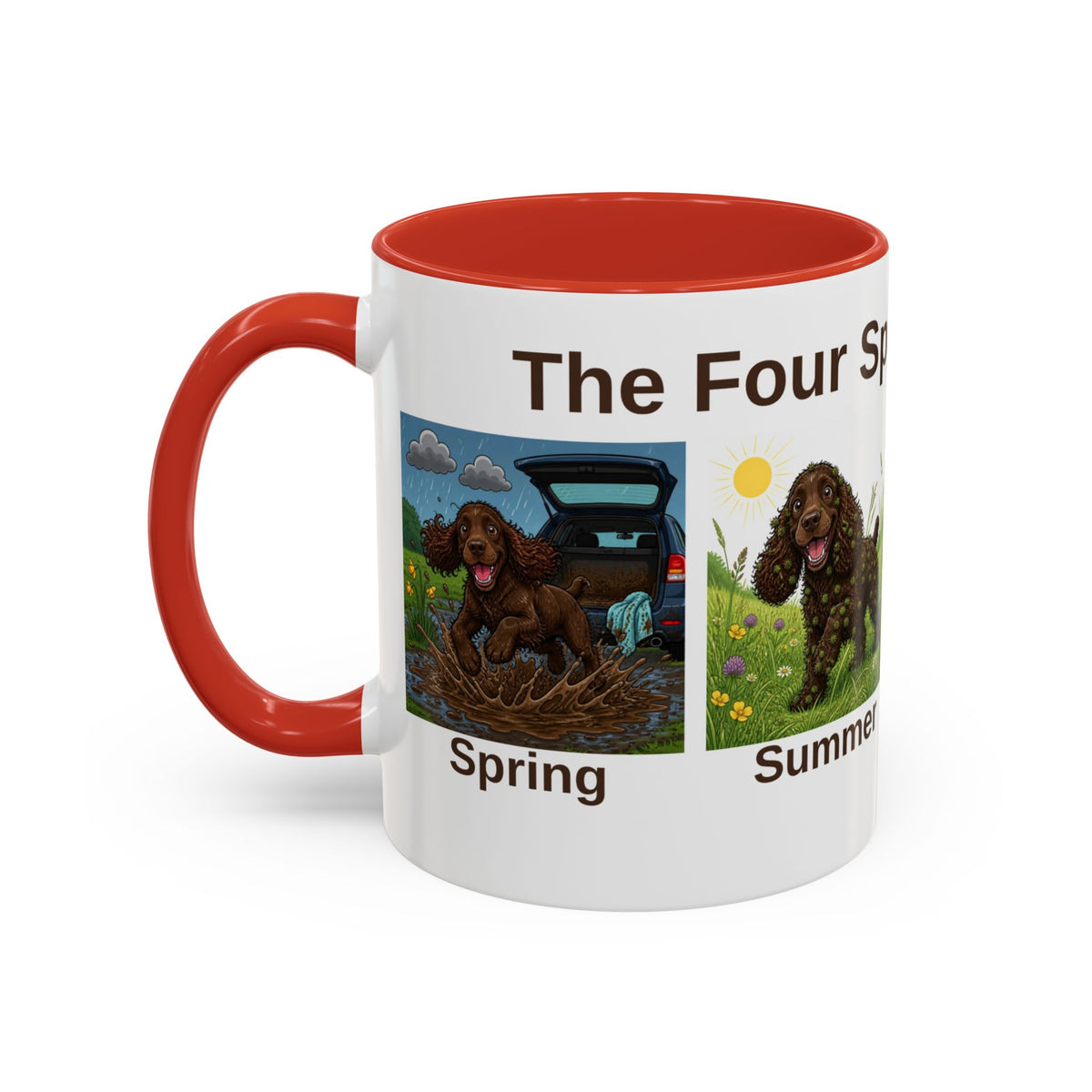 Four Spaniel Seasons Mug - Cocker Spaniel - Brown
