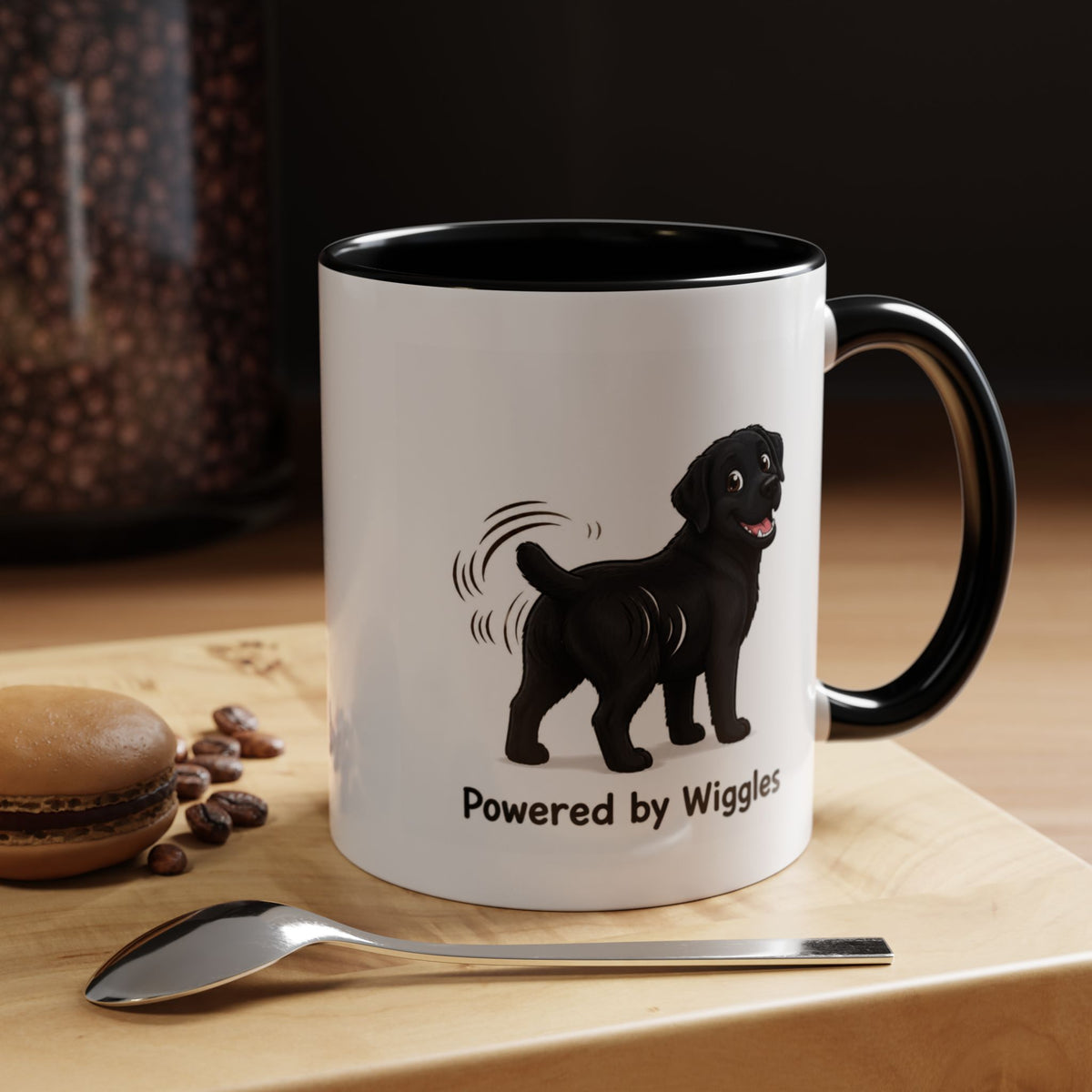 Powered by Wiggles Mug - Labrador - Black