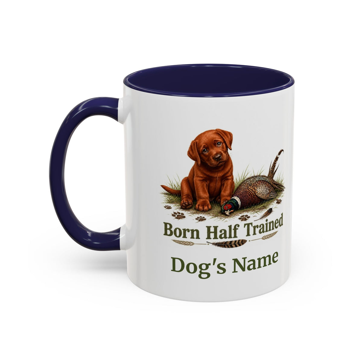 Personalised Fox Red Labrador Puppy Mug - Born Half Trained - Custom Dog Name, Pheasant Gun Dog Gift, 11oz