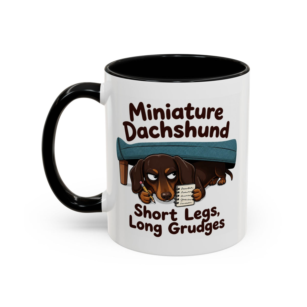 Short Legs Long Grudges Mug - Dachshund - Chocolate & Tan