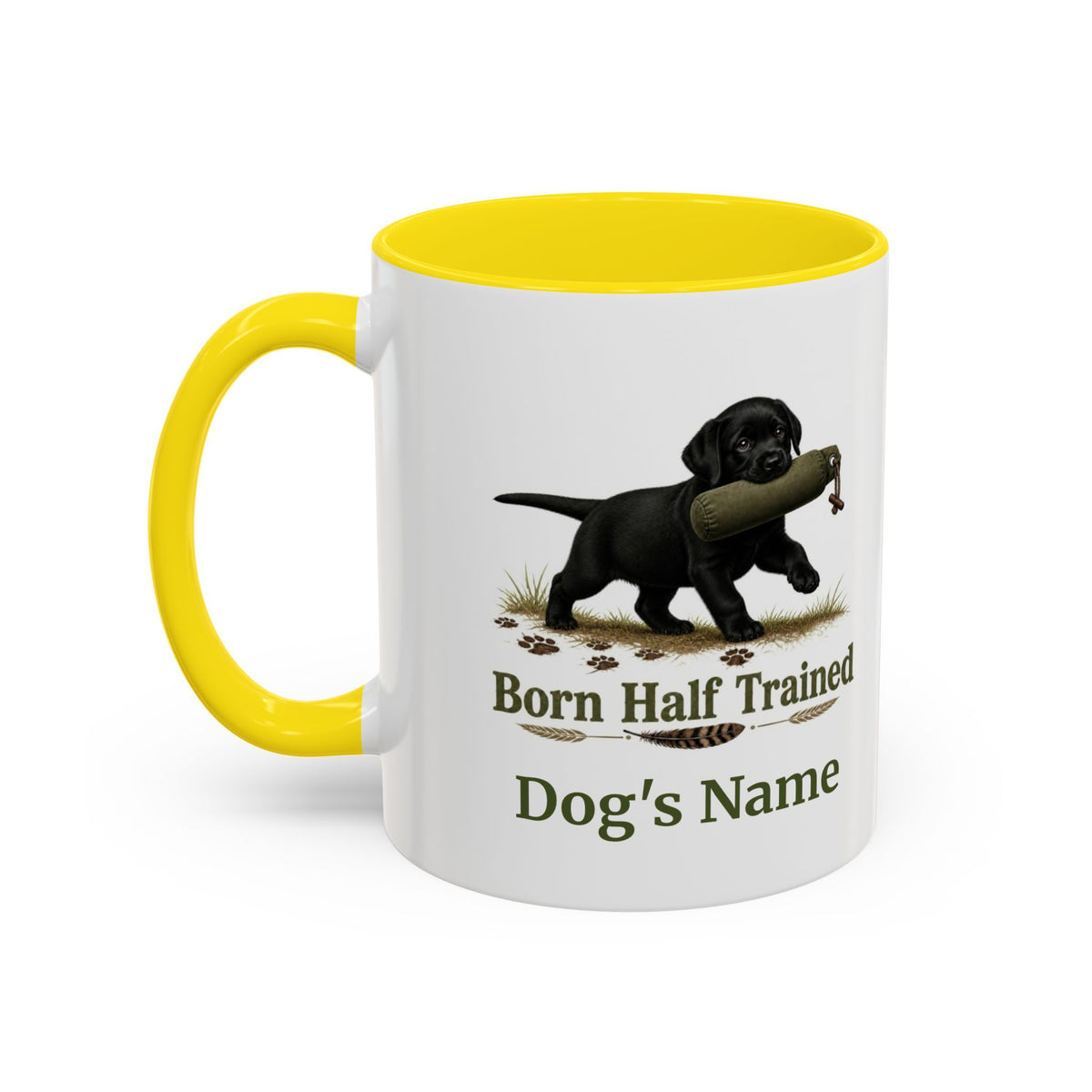Personalised Black Labrador Puppy Mug - Born Half Trained - Custom Dog Name, Training Dummy Gun Dog Gift, 11oz