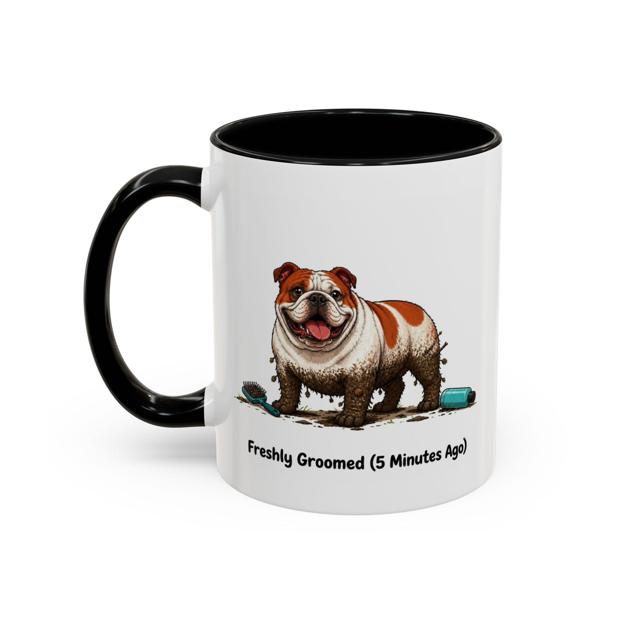 Freshly Groomed Mug - Bulldog - Red & White