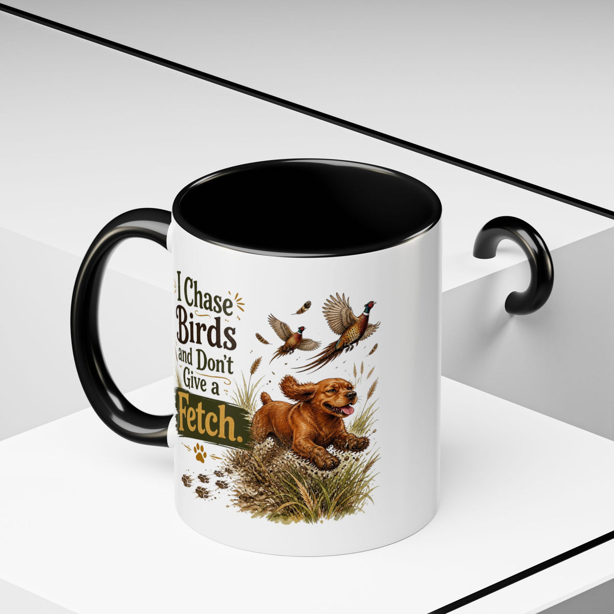 Funny Red Cocker Spaniel Mug - I Chase Birds and Don't Give a Fetch, Working Gun Dog Gift, Pheasant Shooting Mug, 11oz