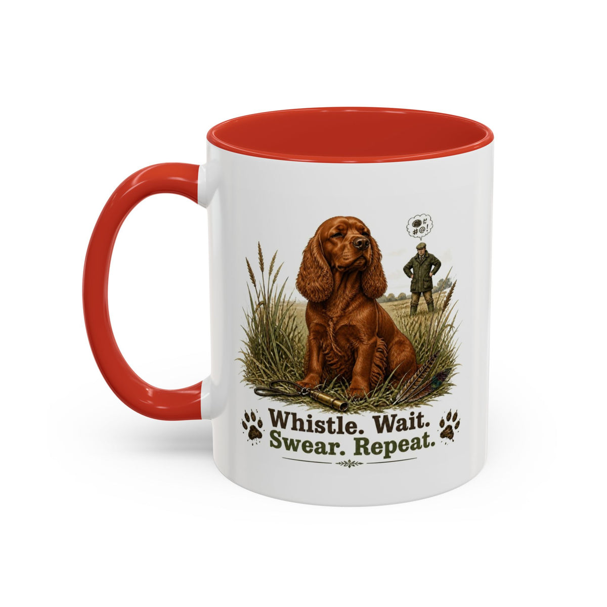 Funny Red Cocker Spaniel Mug - Whistle. Wait. Swear. Repeat. Working Gun Dog Gift, Dog Training Mug, 11oz