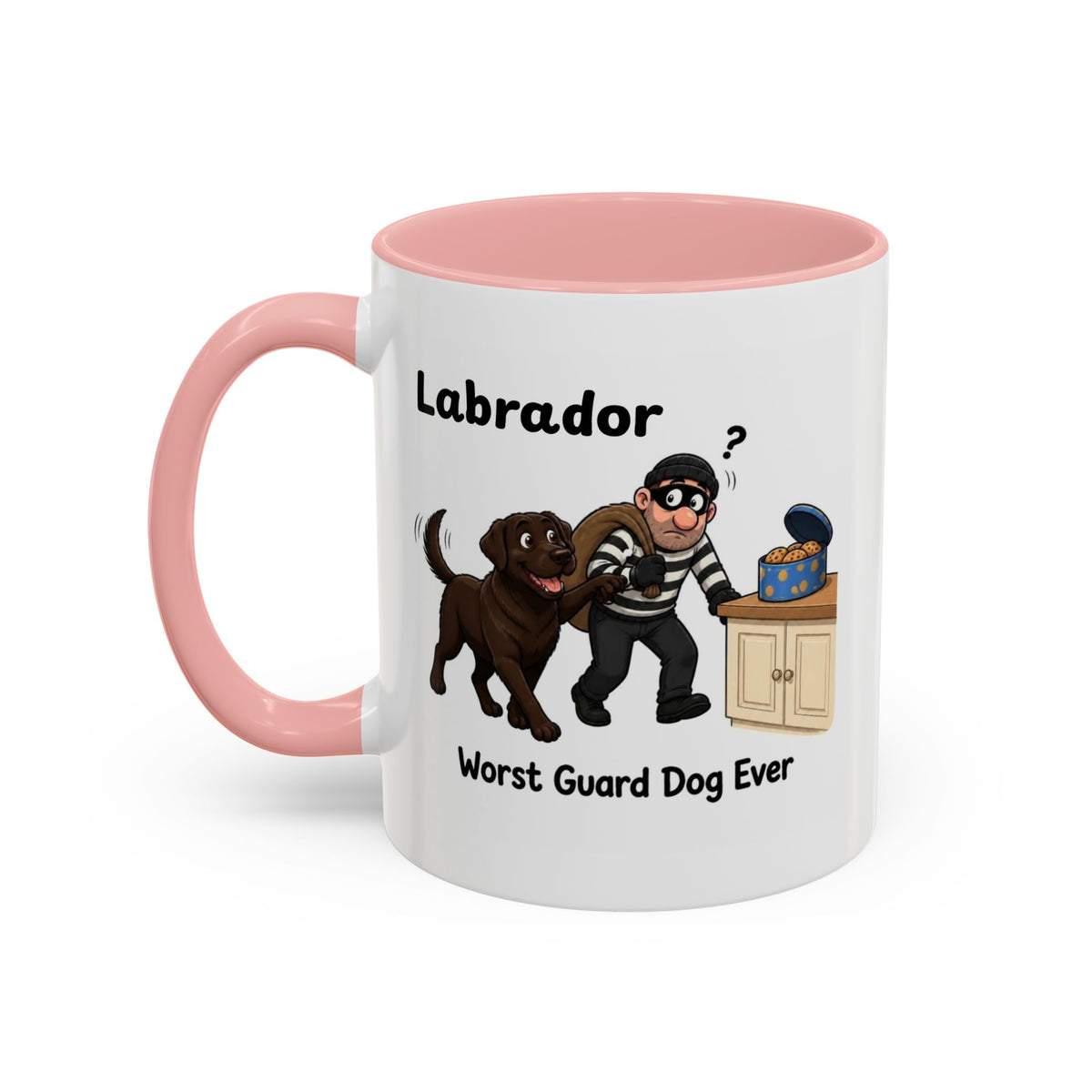 Personalised Chocolate Labrador Mug - Worst Guard Dog Ever - Custom Dog Name, Funny Lab Gift, 11oz