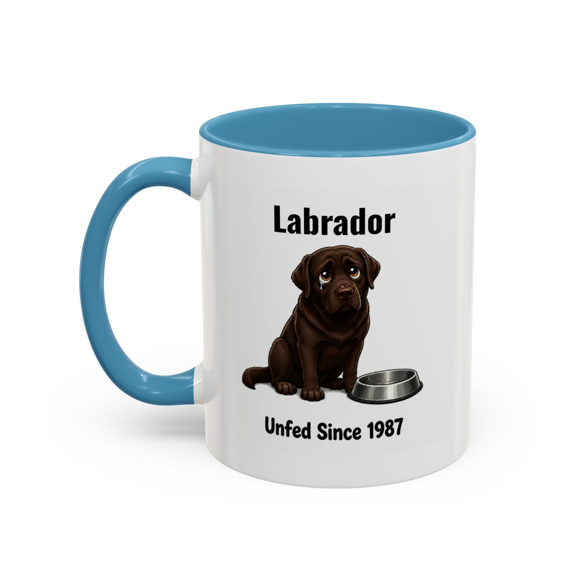 Personalised Chocolate Labrador Mug - Unfed Since 1987 - Custom Dog Name, Funny Greedy Lab Gift, 11oz