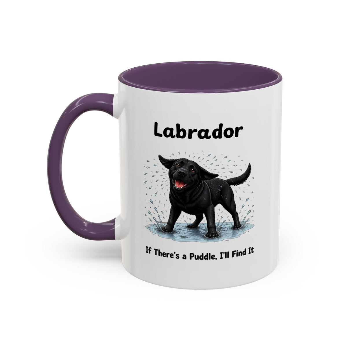 Personalised Black Labrador Mug - If There's a Puddle, I'll Find It - Custom Dog Name, Funny Wet Dog Gift, 11oz