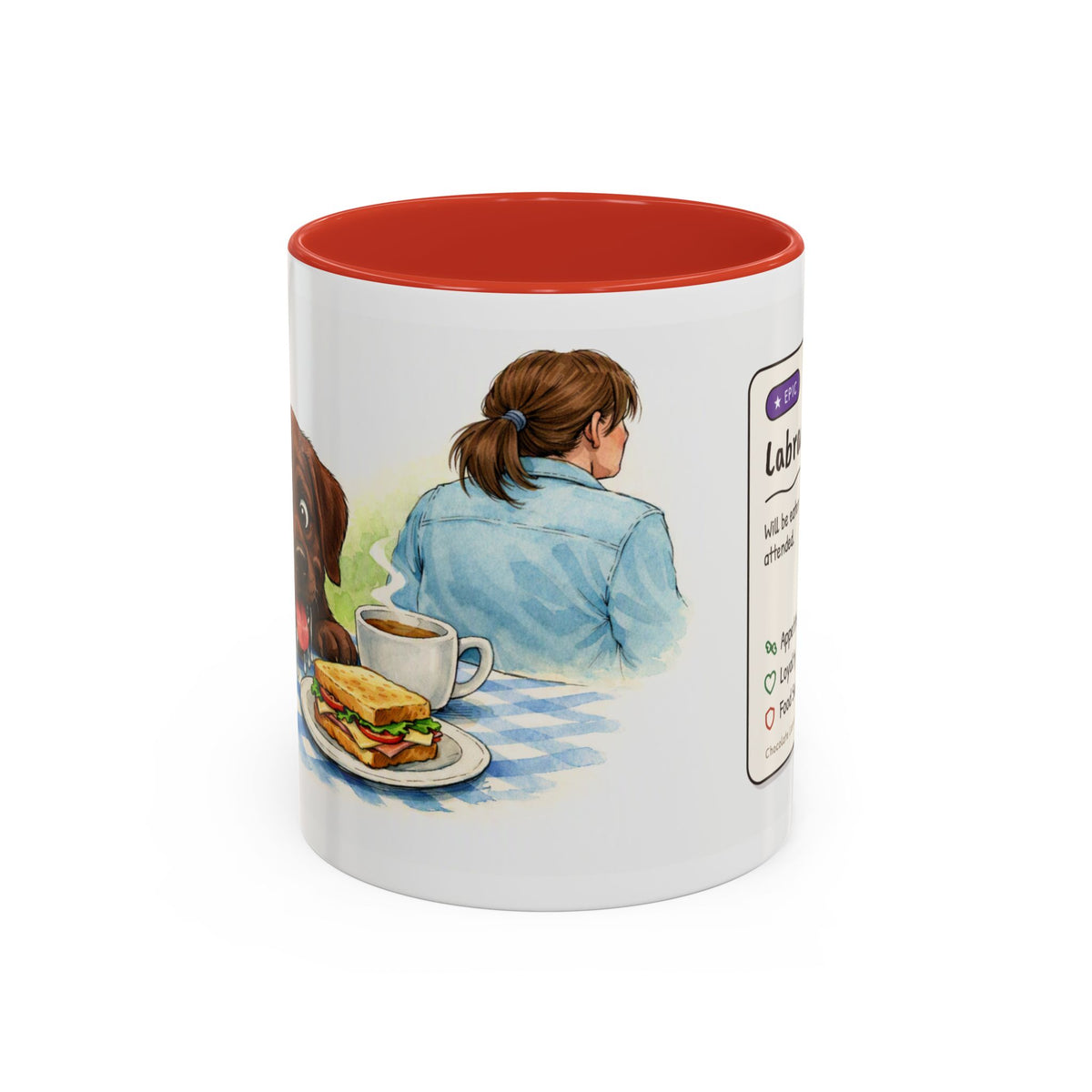 Funny chocolate Labrador mug, food thief Lab – view 2