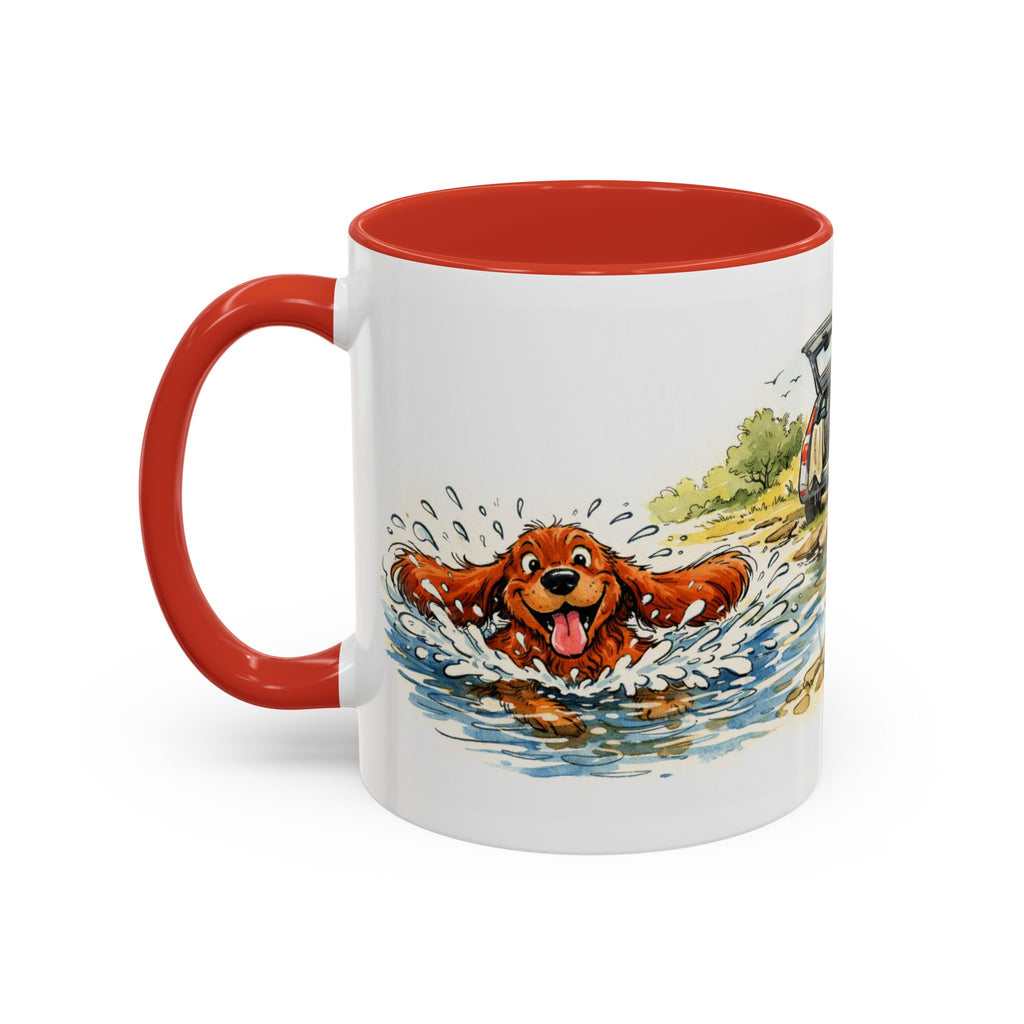 Funny red cocker spaniel mug, wet spaniel and car – view 6
