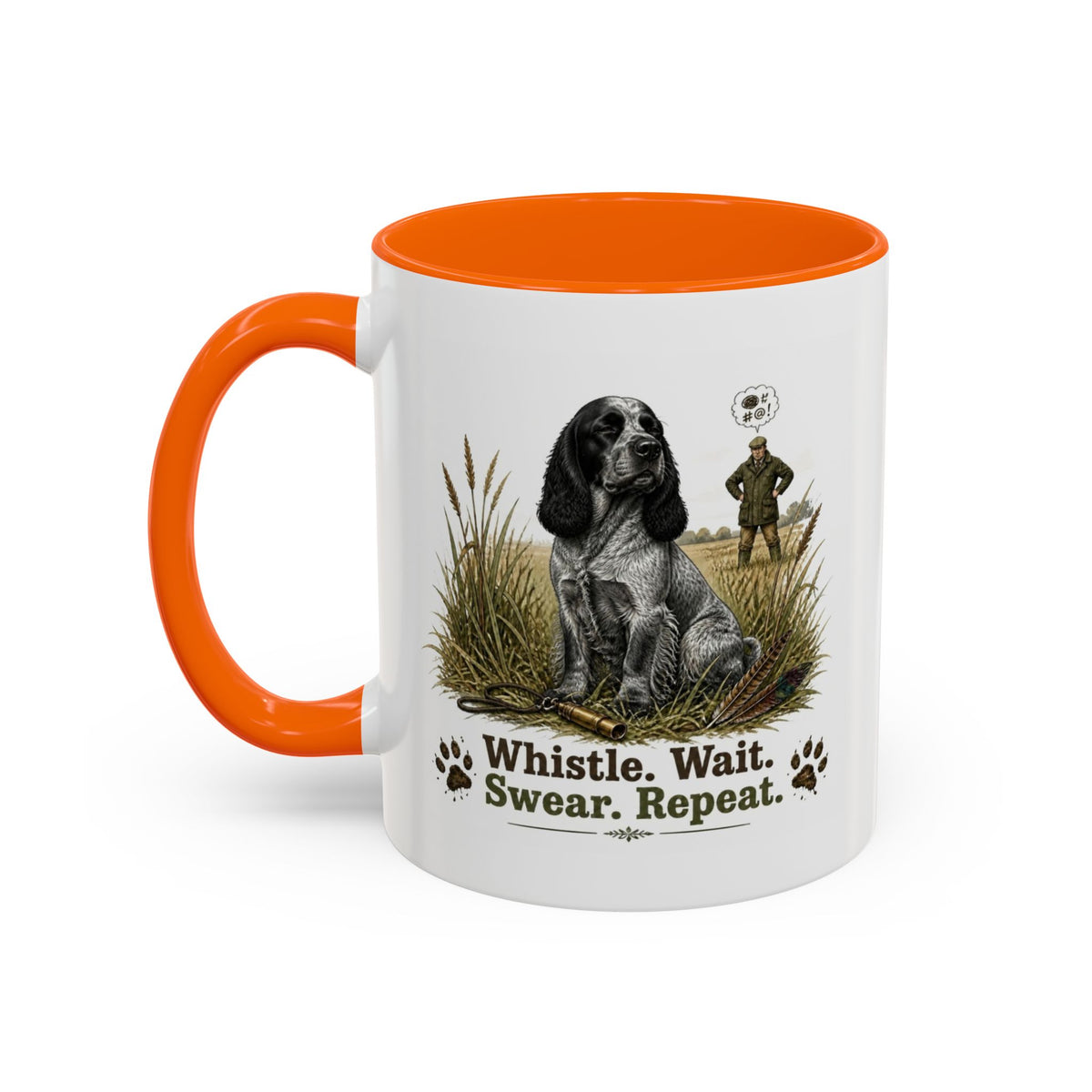 Funny Blue Roan Cocker Spaniel Mug - Whistle. Wait. Swear. Repeat. Working Gun Dog Gift, Dog Training Mug, 11oz