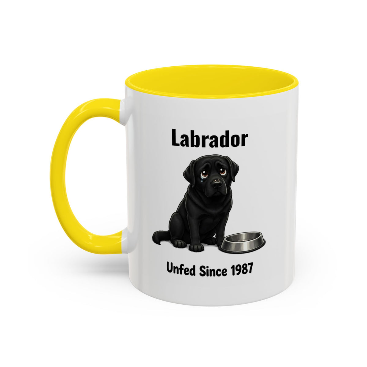 Personalised Black Labrador Mug - Unfed Since 1987 - Custom Dog Name, Funny Greedy Lab Gift, 11oz