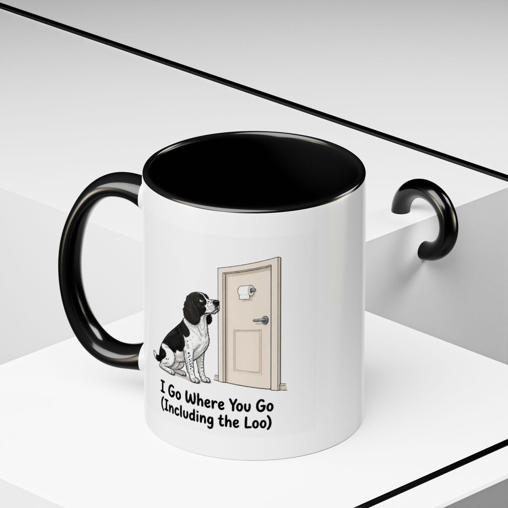 I Go Where You Go Mug - Springer Spaniel - Black & White