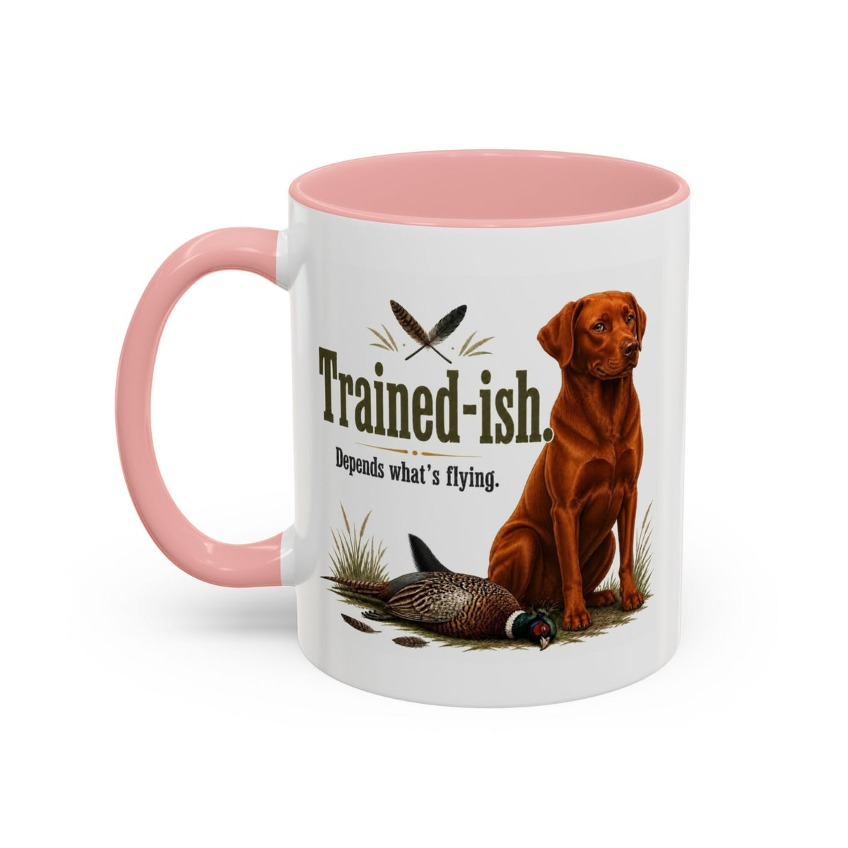 Funny Fox Red Labrador Mug - Trained-ish Depends What's Flying, Working Gun Dog Gift, Pheasant Shooting Mug, 11oz