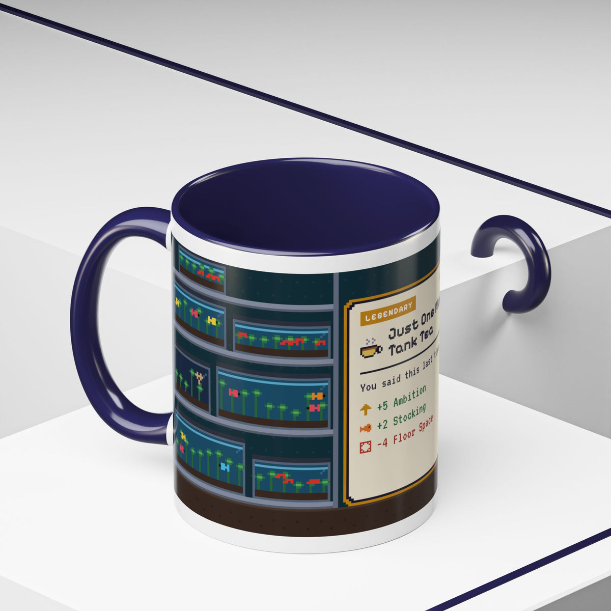 Just One More Tank Tea pixel art fishkeeper mug, 11oz ceramic – view 14