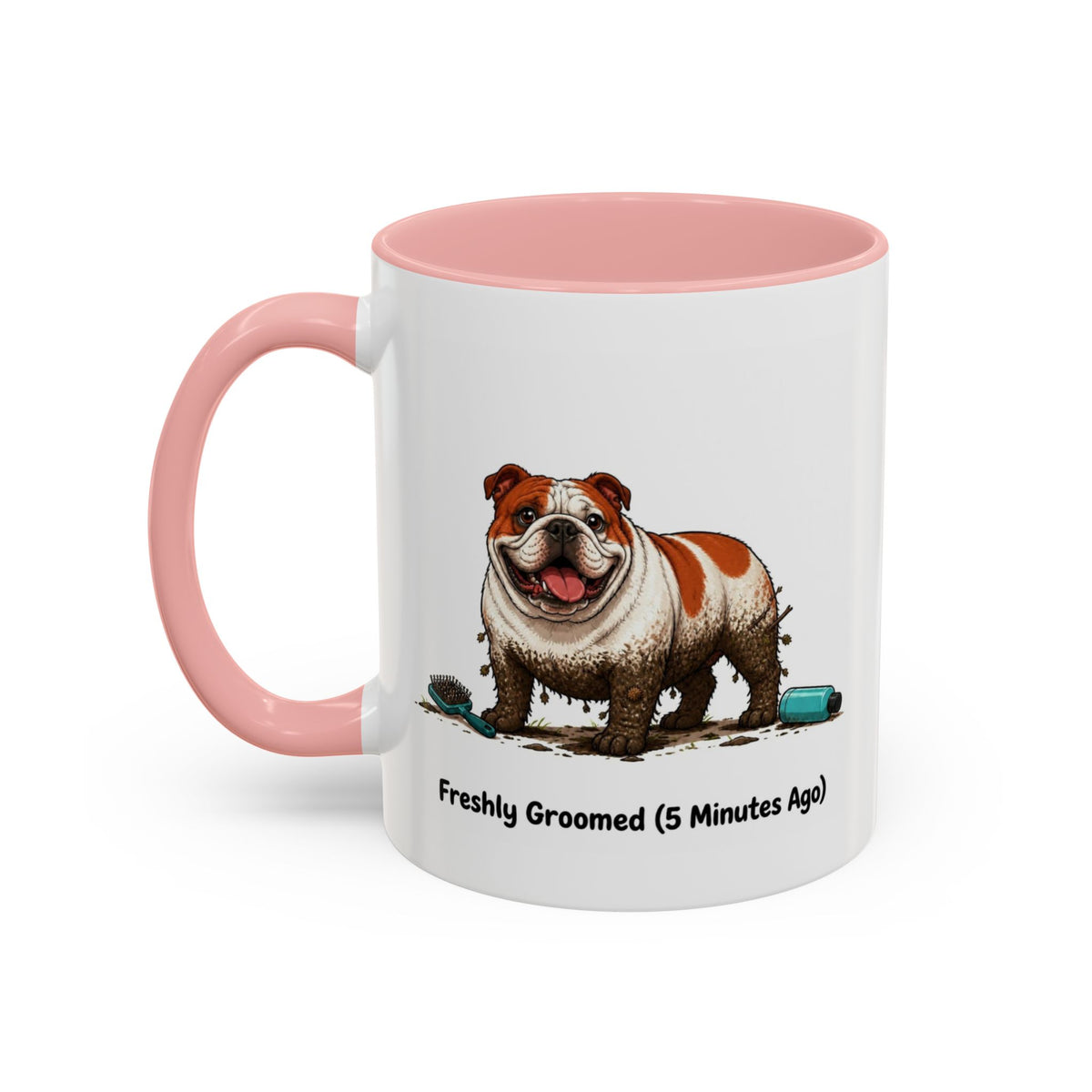 Freshly Groomed Mug - Bulldog - Red & White